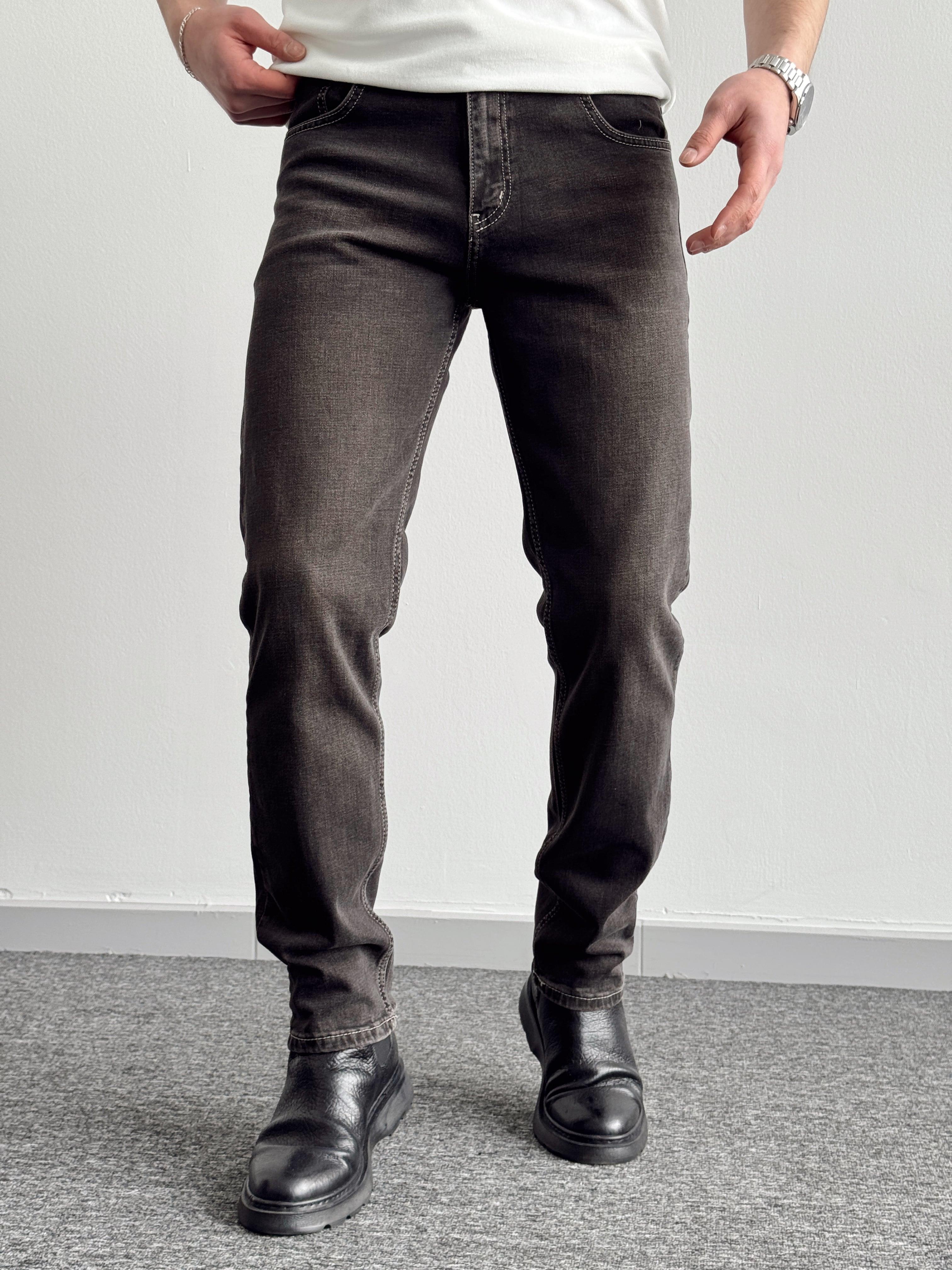 Erkek Premium Kalite Regular Kalıp Kot Pantolon Jeans-Charcoal Grey(E1247) TD:424