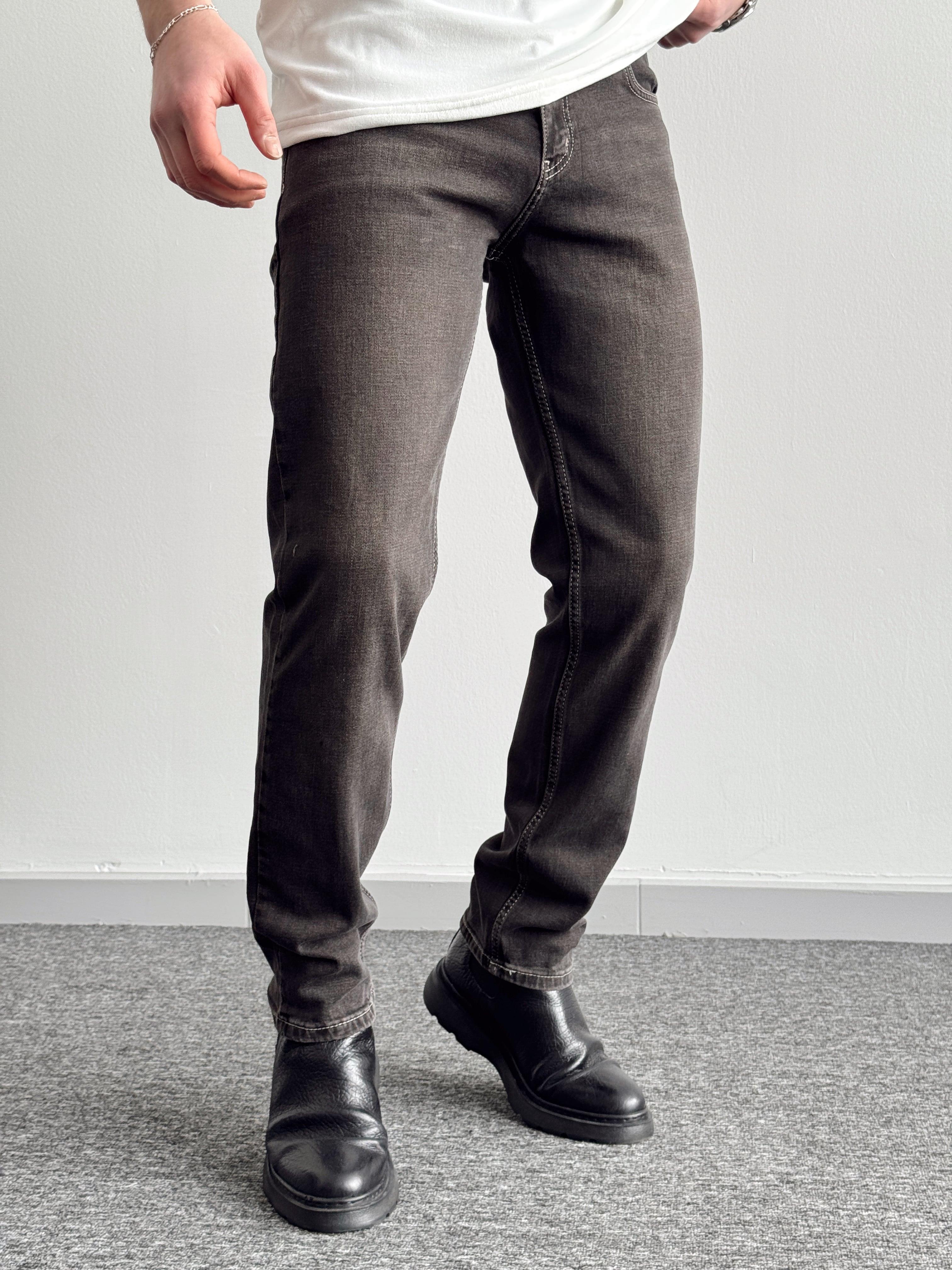 Erkek Premium Kalite Regular Kalıp Kot Pantolon Jeans-Charcoal Grey(E1247) TD:424