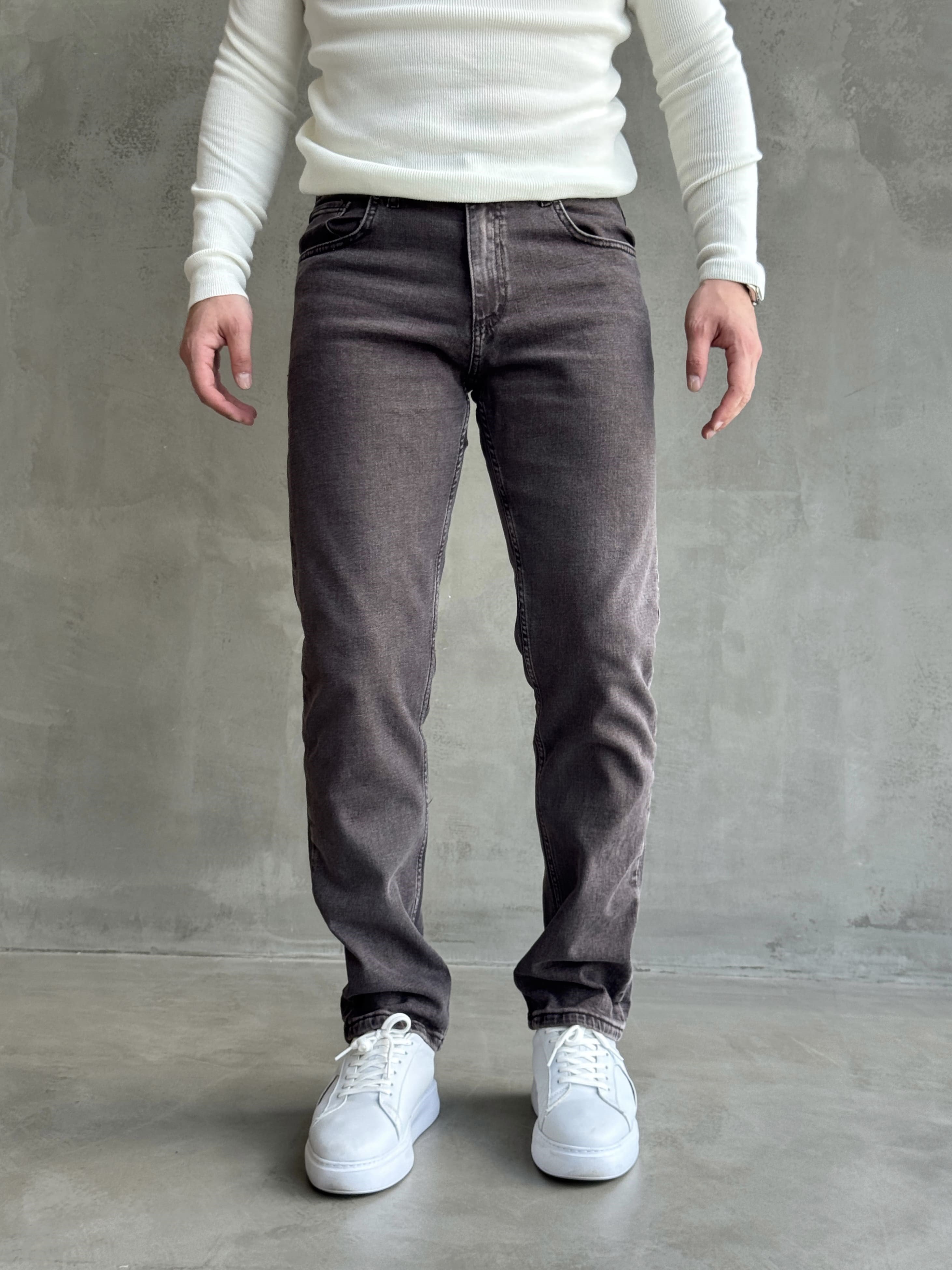 Erkek Premium Kalite Regular Kalıp Kot Pantolon Jeans-Warm Charcoal(E1247) TD:488