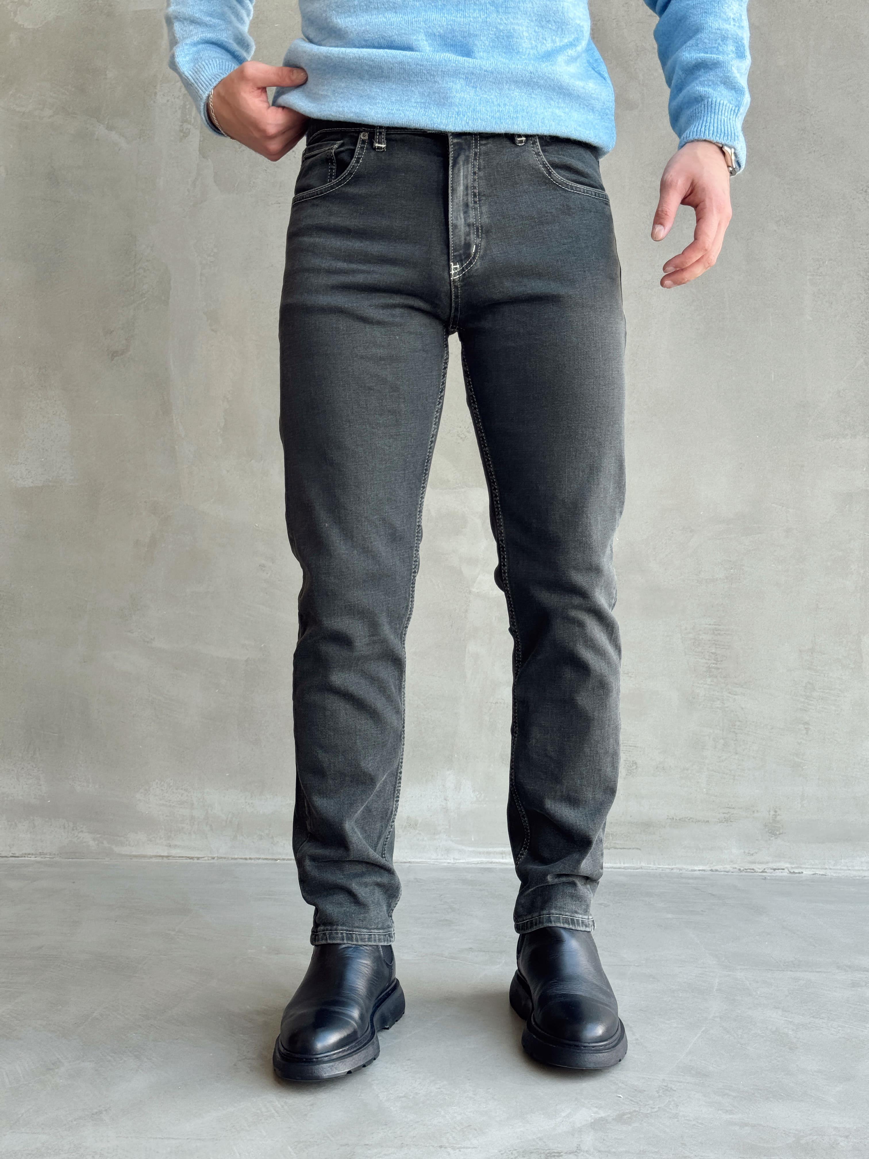 Erkek Premium Kalite Regular Kalıp Kot Pantolon Jeans-Washed Black(E1247) TD:720
