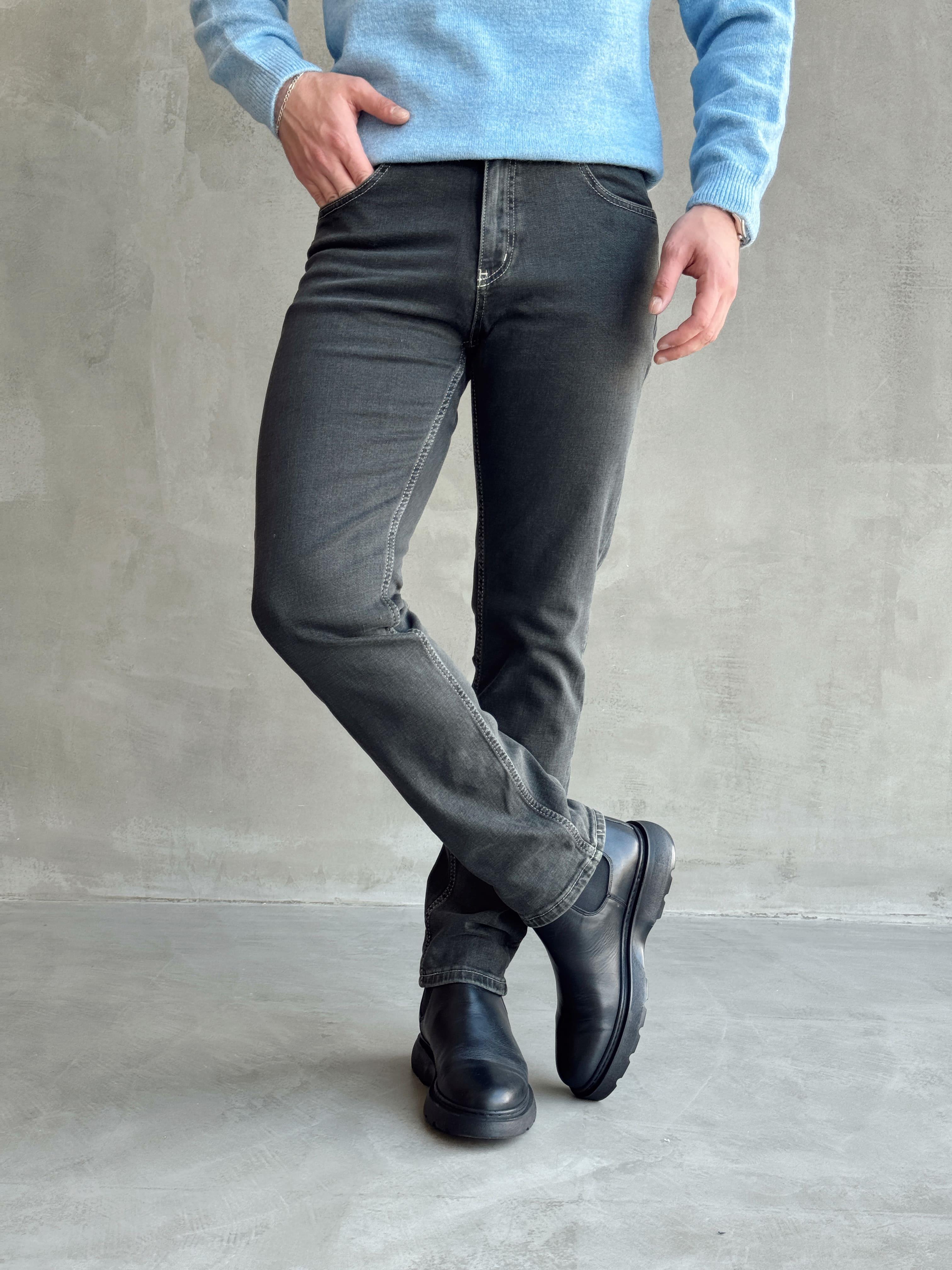 Erkek Premium Kalite Regular Kalıp Kot Pantolon Jeans-Washed Black(E1247) TD:720