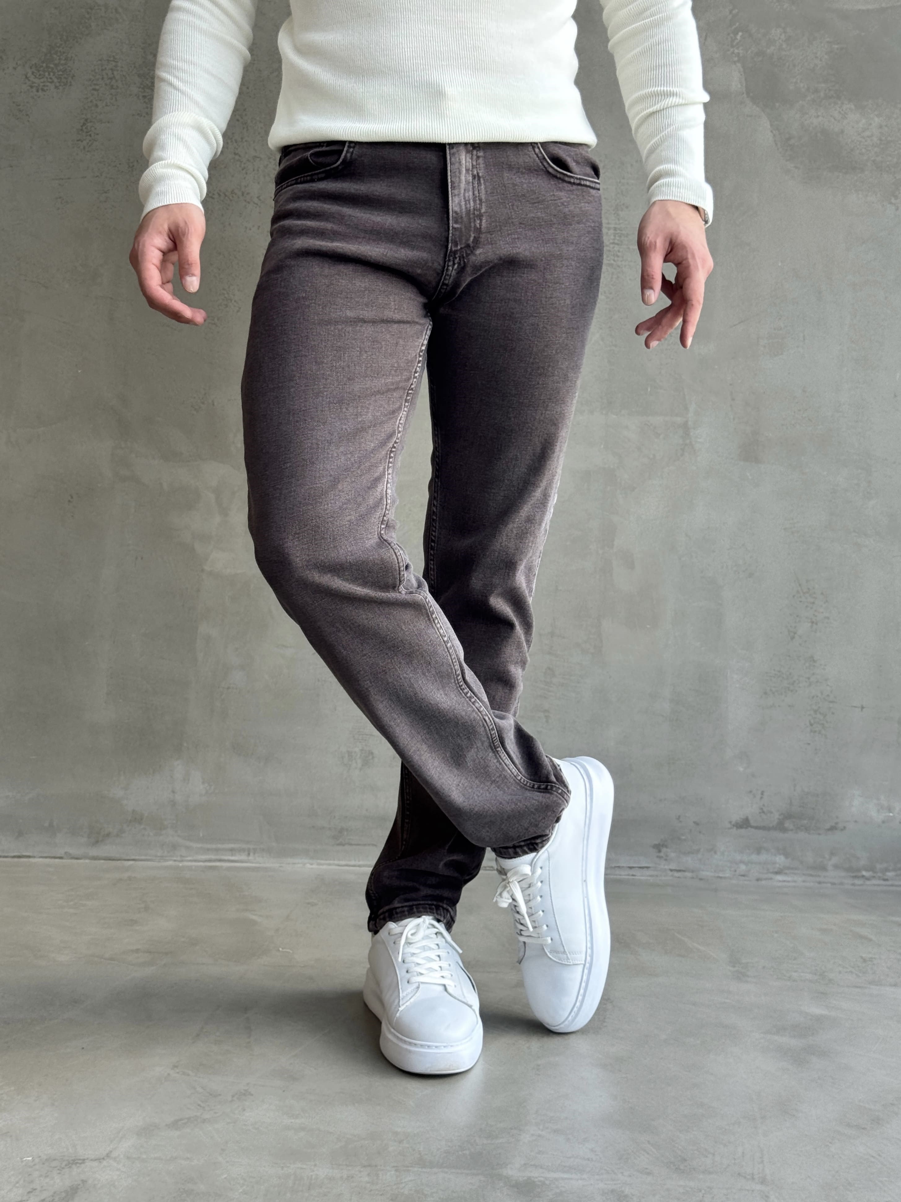 Erkek Premium Kalite Regular Kalıp Kot Pantolon Jeans-Warm Charcoal(E1247) TD:488