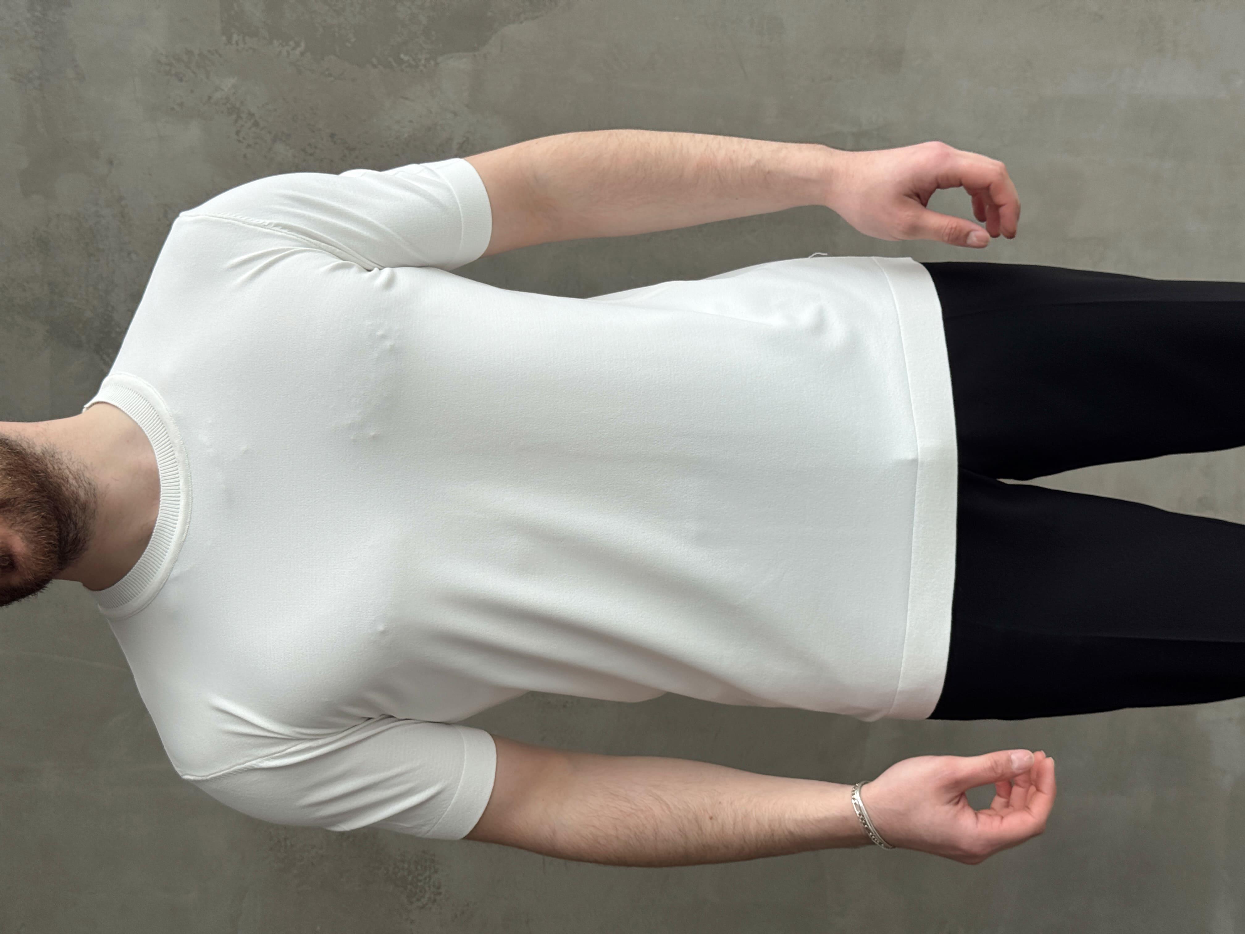 Erkek Premium Model Regular Kalıp Bisiklet Yaka Ribana Detay Triko T-Shirt-Beyaz(E1690)