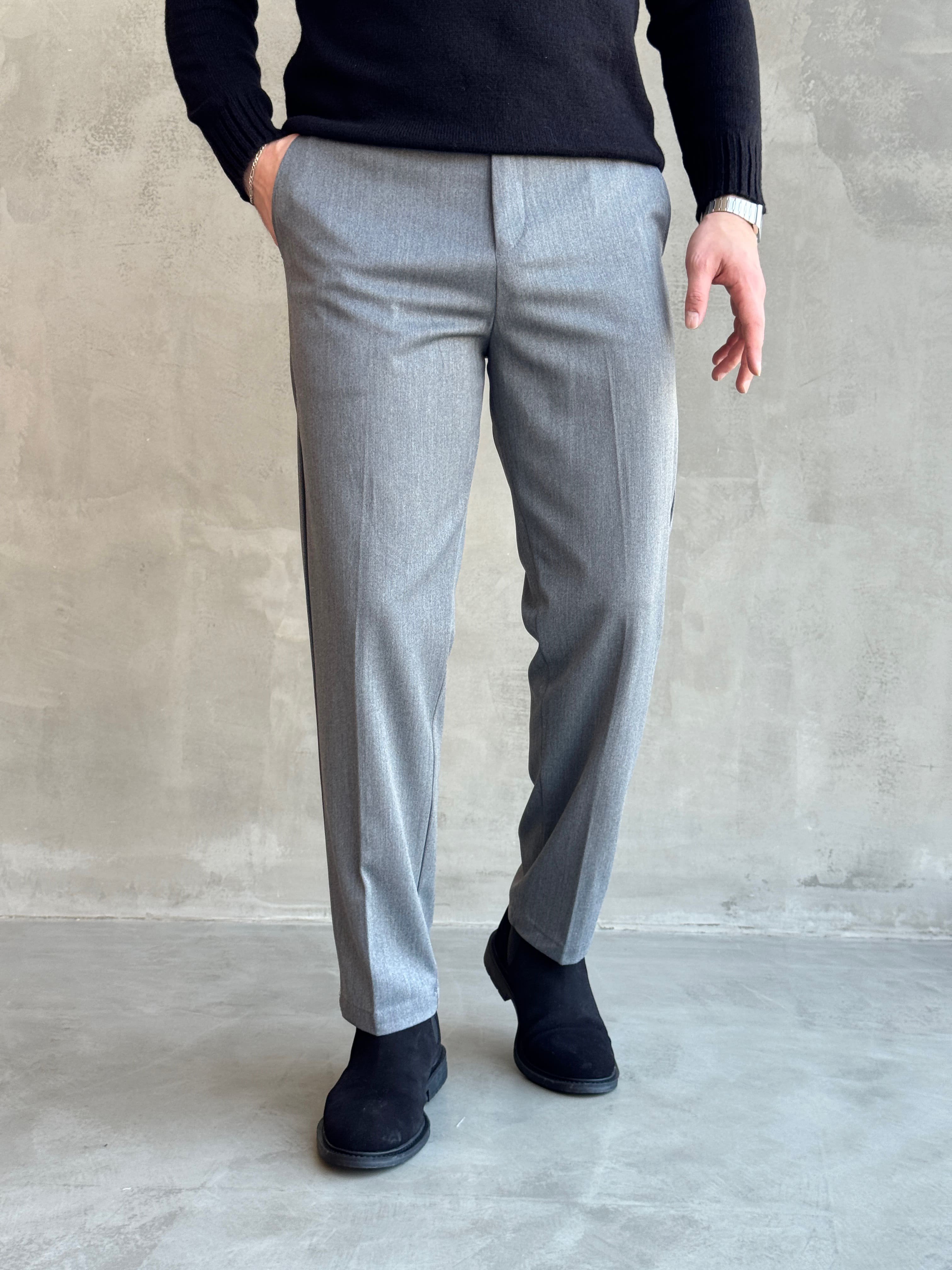 Erkek Premium Yüksek Kalite Beli Ekstra Lastikli Düğme ve Kopça Detaylı Regular Kalıp Kışlık Gabardin Kumaş Pantolon-Antrasit(E1869)