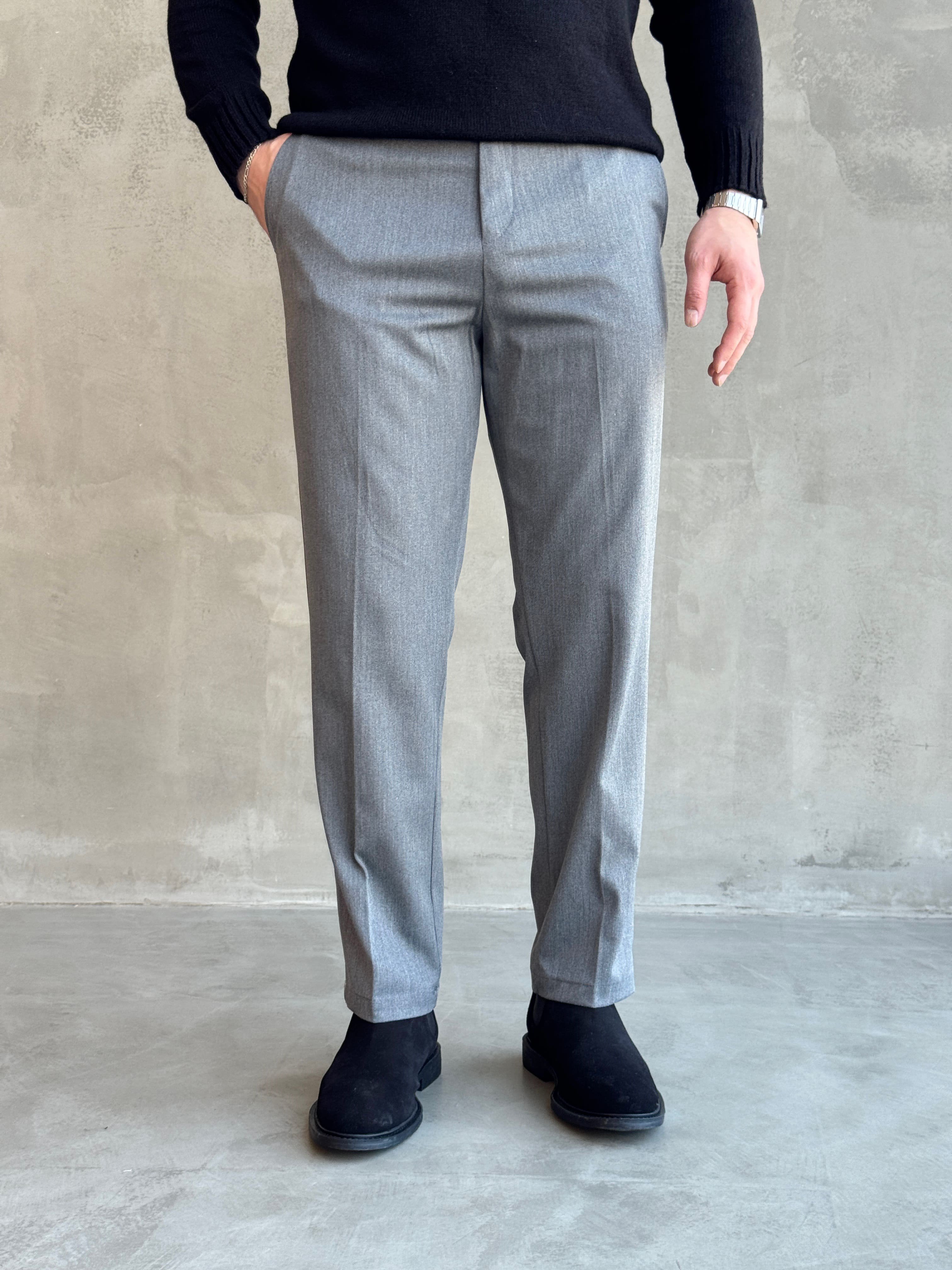 Erkek Premium Yüksek Kalite Beli Ekstra Lastikli Düğme ve Kopça Detaylı Regular Kalıp Kışlık Gabardin Kumaş Pantolon-Antrasit(E1869)