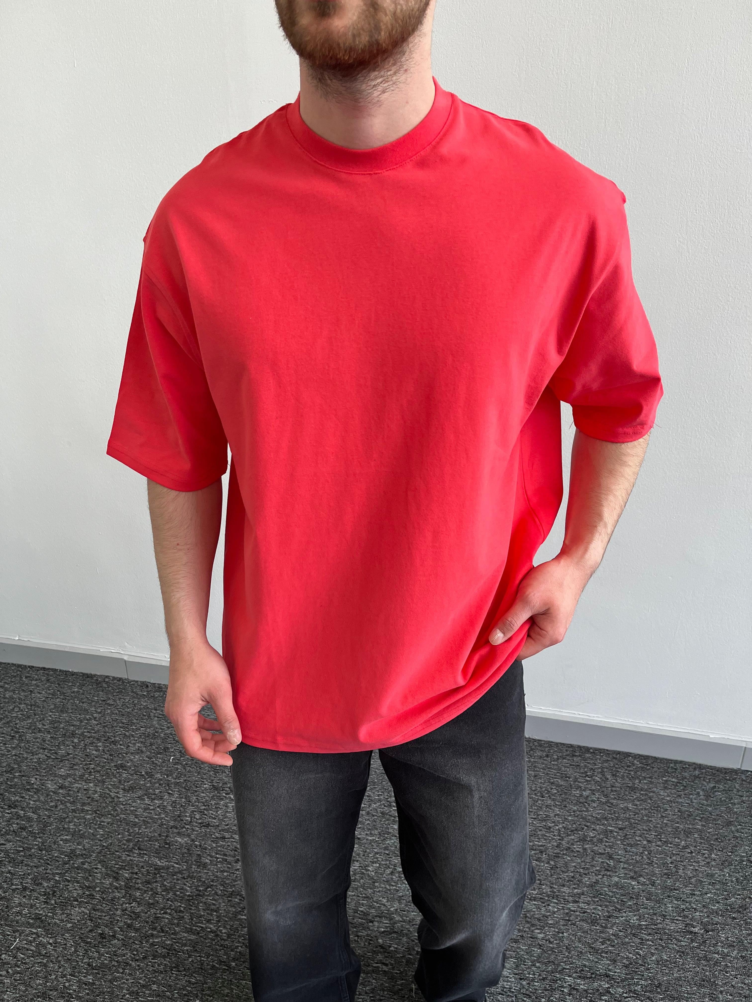 Erkek Premium Yüksek Kalite Düz Oversize T-Shirt-Nar(E1047)Ketench