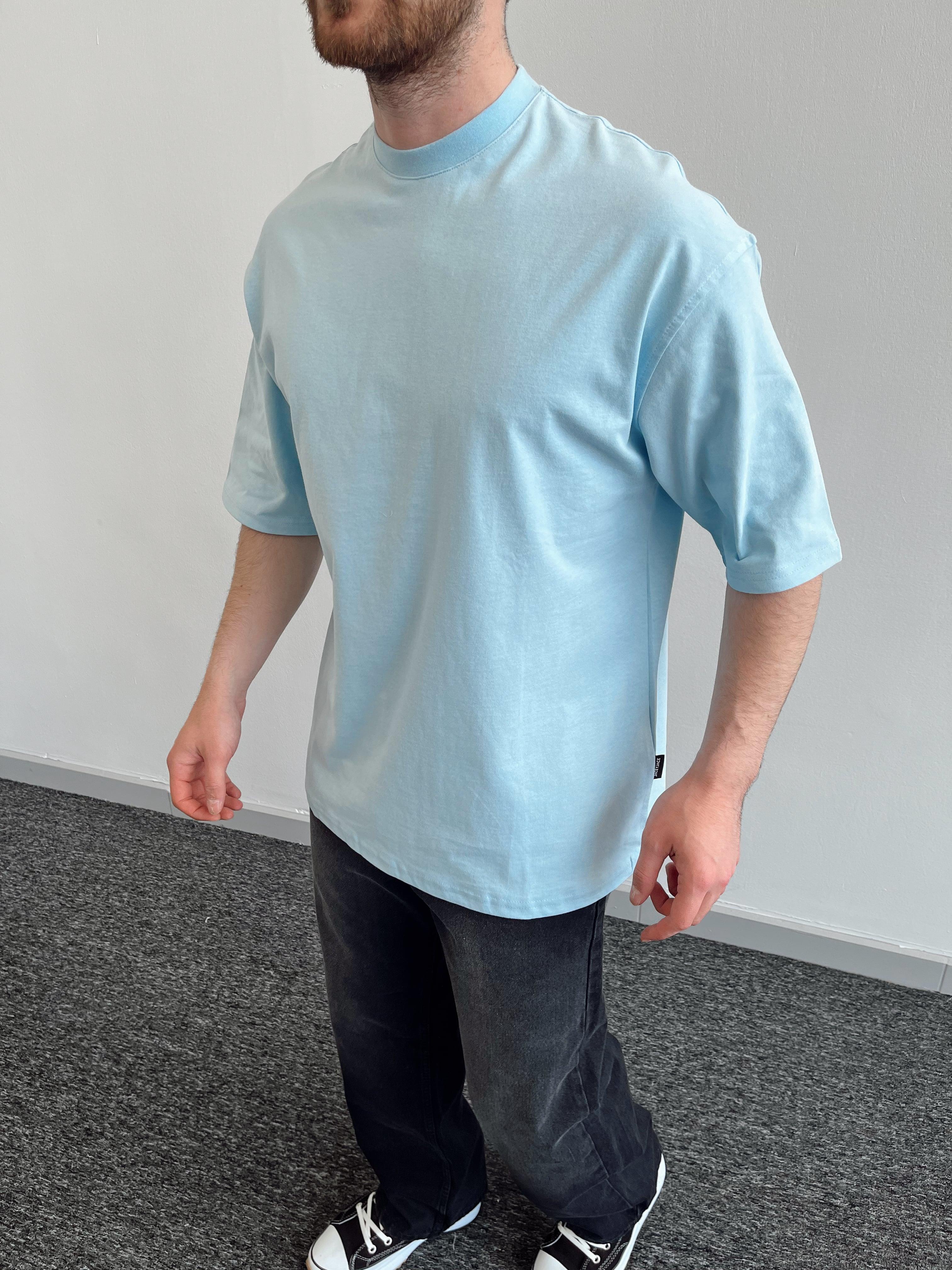 Erkek Premium Yüksek Kalite Düz Oversize T-Shirt-Aqua(E1047)