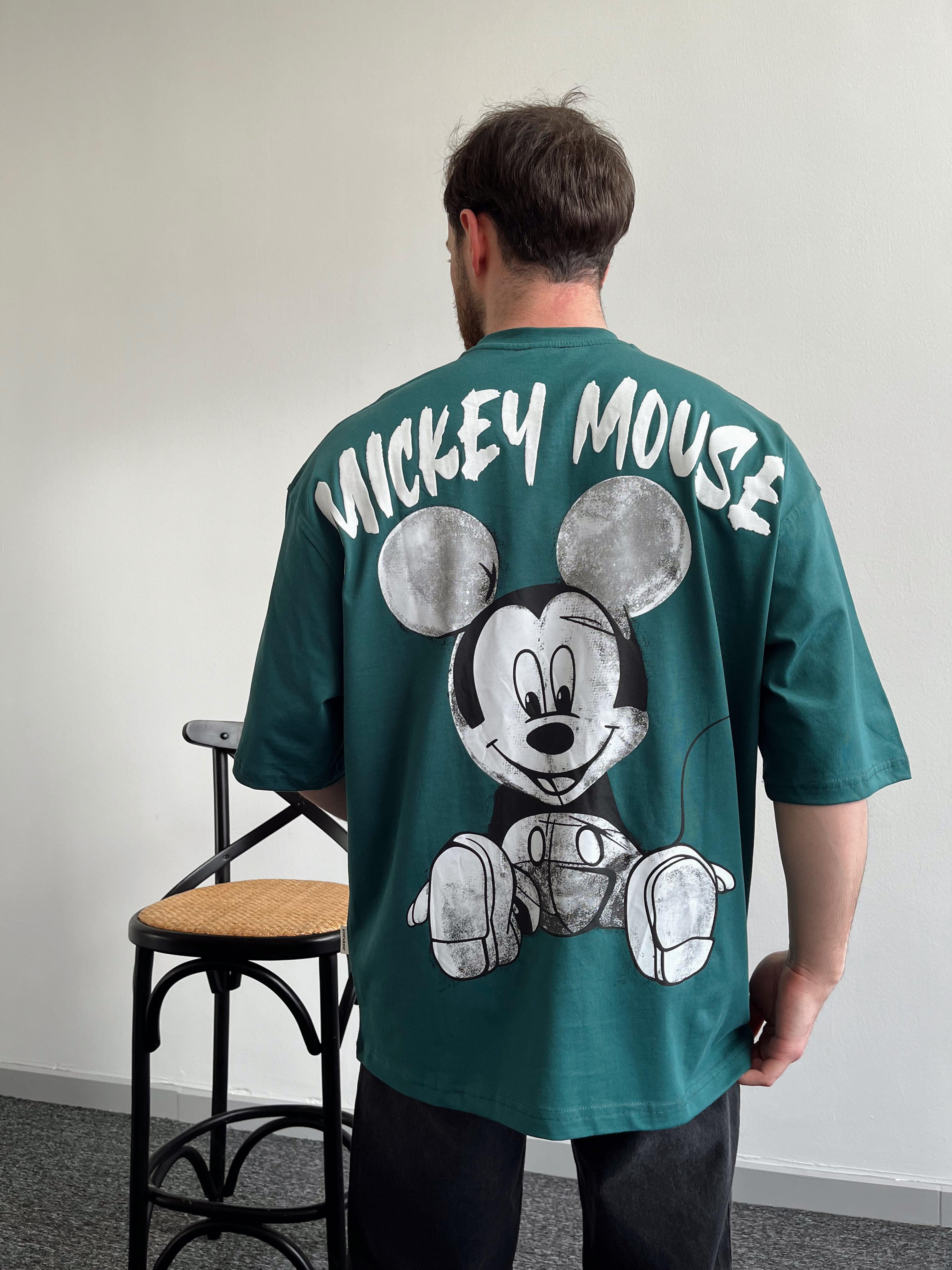 Erkek Sırt Mickey Mouse Baskılı Yüksek Kalite Oversize T-Shirt-Nefti(E1016)Ketench