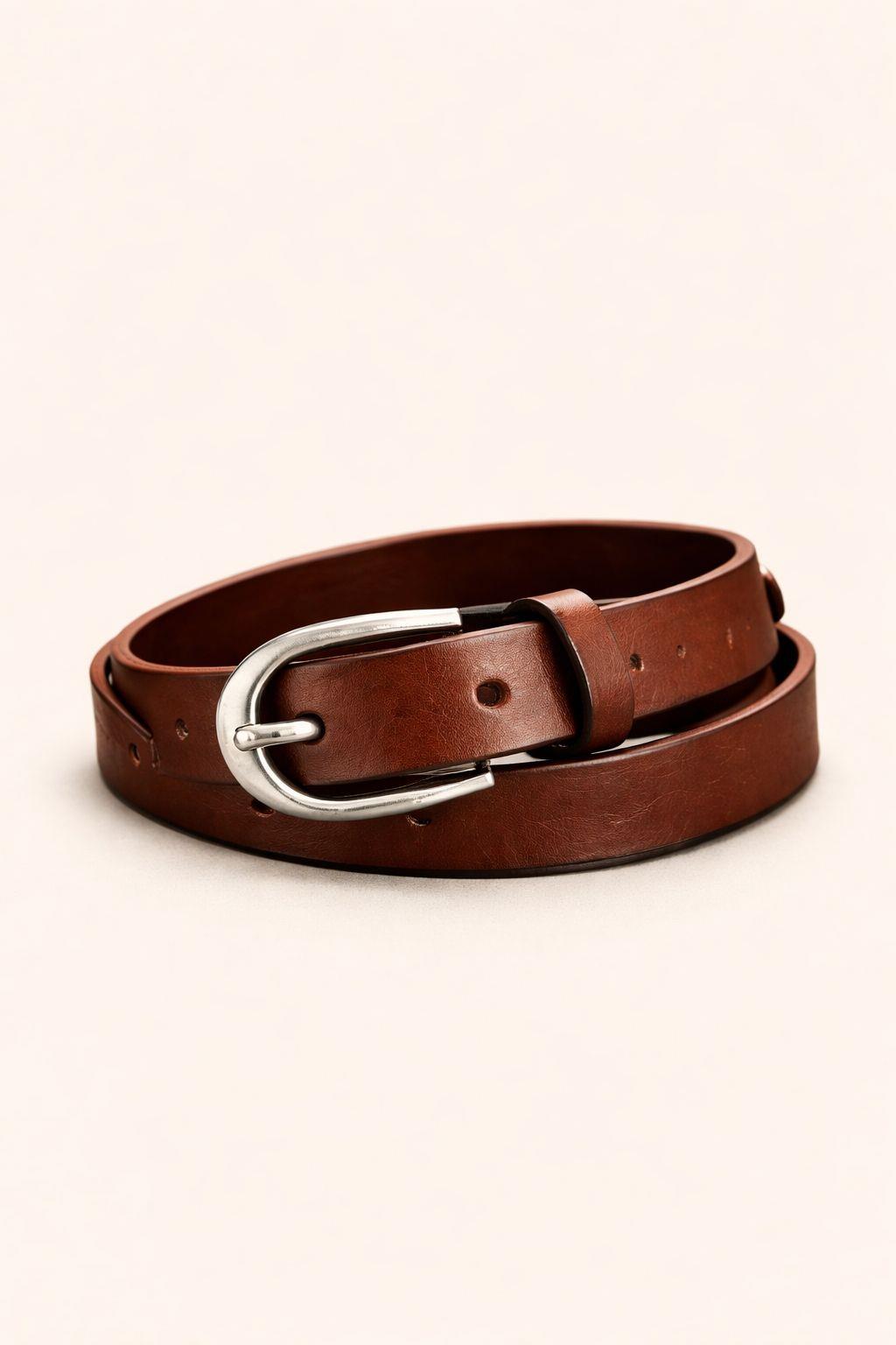 Erkek Suni Deri 2,5 Cm / 115 Cm Klasik Kemer-Kahverengi(E1297)