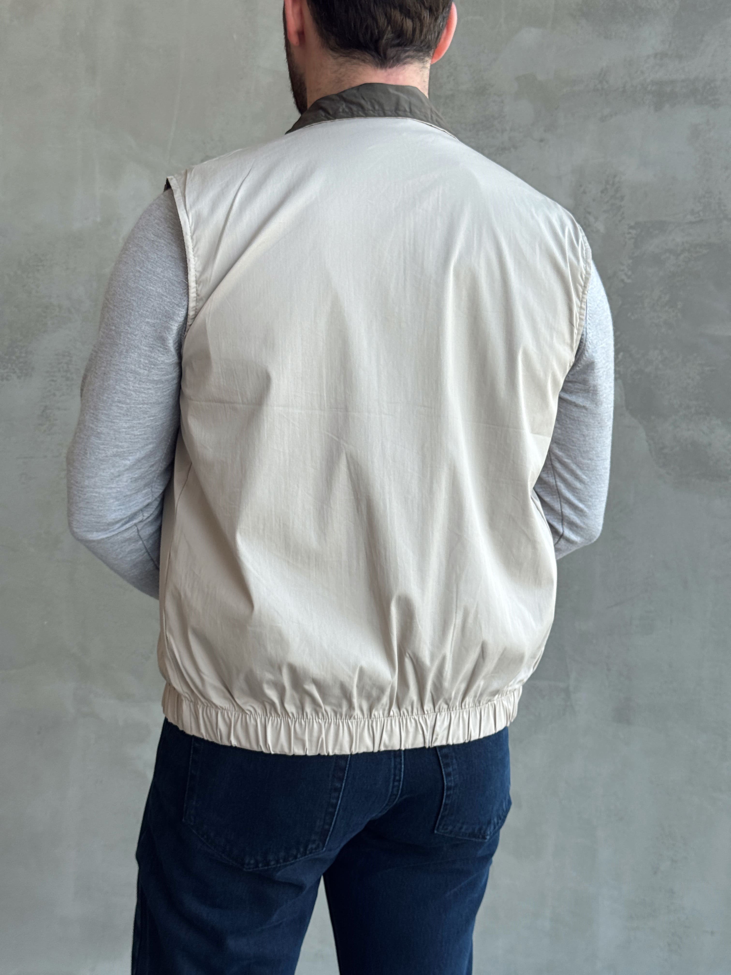 Erkek Trend Model Regular Fit Dokuma Kumaş Çift Taraf Görünümlü Yelek-Taş/Haki(E1812)