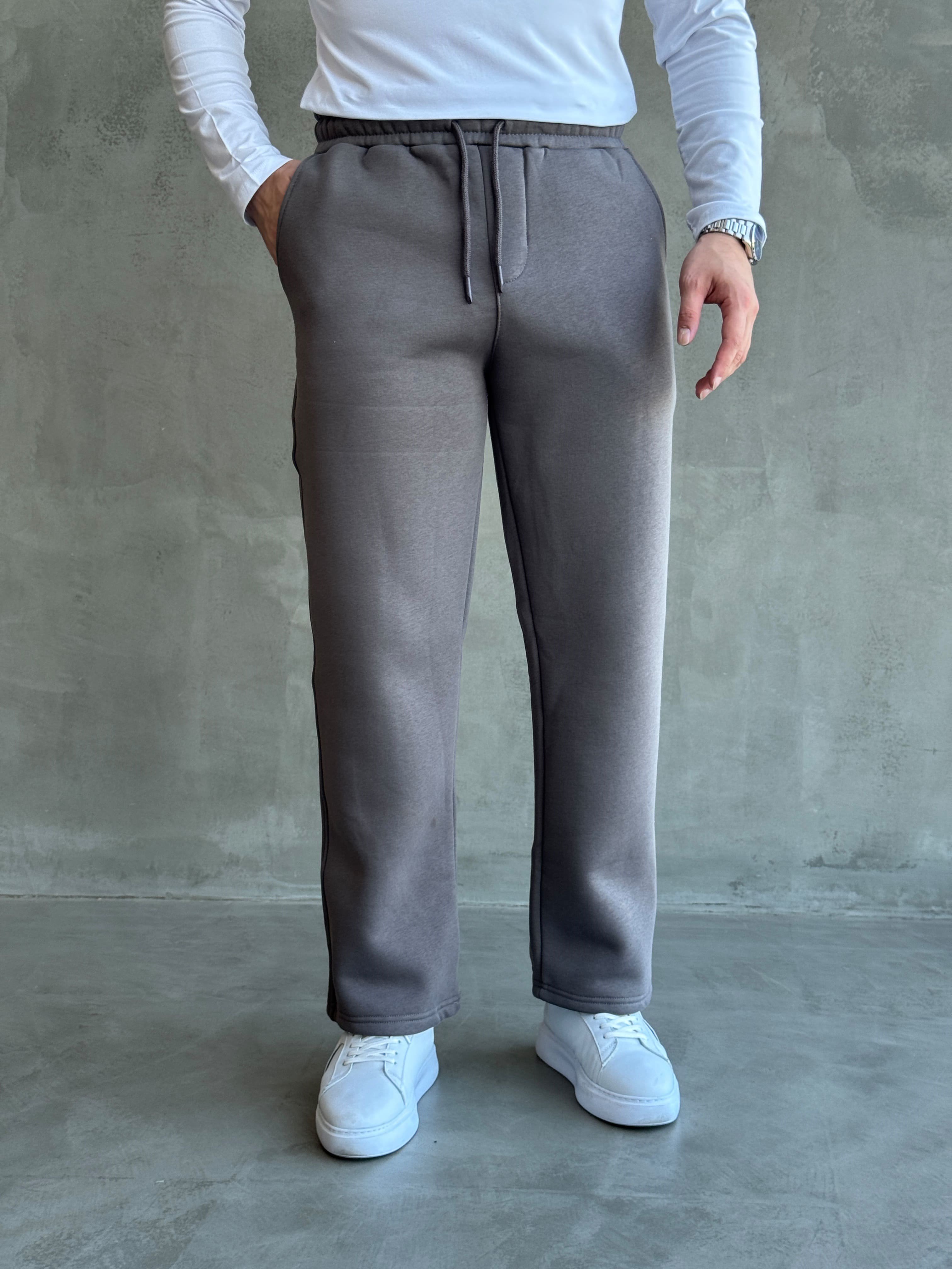 Erkek Yeni Sezon 3 İplik Baggy Kalıp Basic Eşofman-Antrasit(E1803)