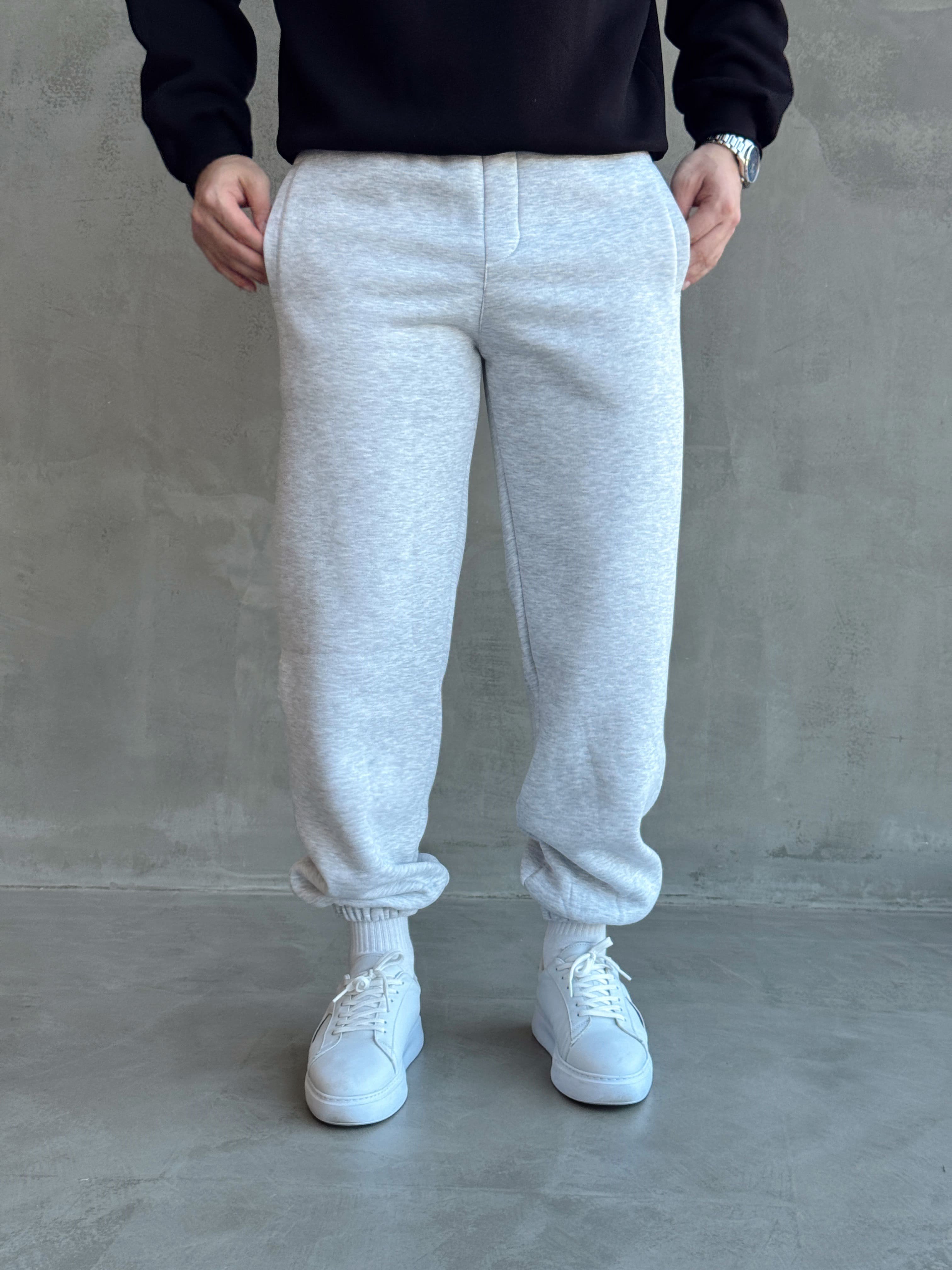 Erkek Yeni Sezon 3 İplik Geniş Kalıp Jogger Basic Eşofman-Melange(E1804)Ketench