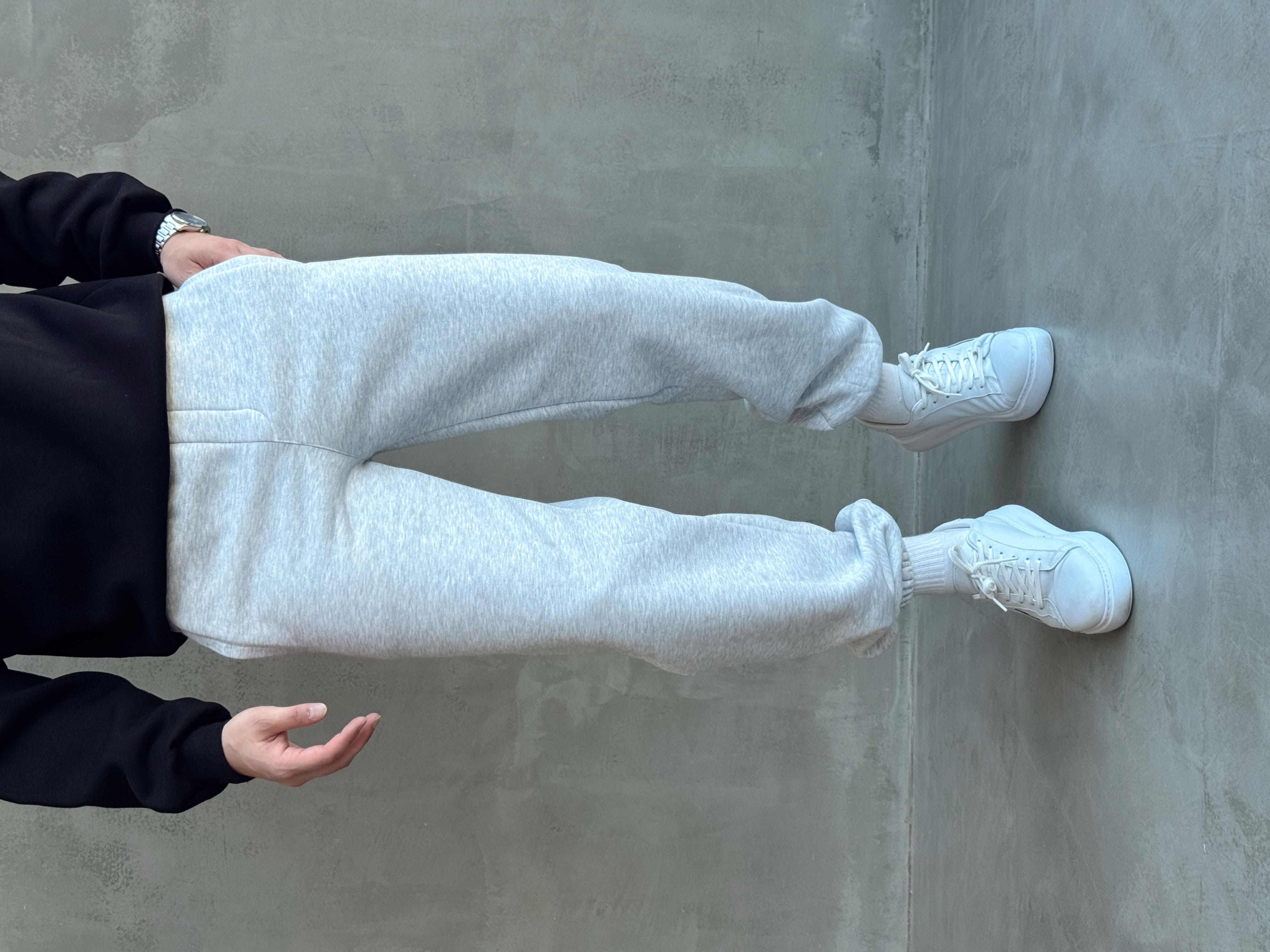 Erkek Yeni Sezon 3 İplik Geniş Kalıp Jogger Basic Eşofman-Melange(E1804)