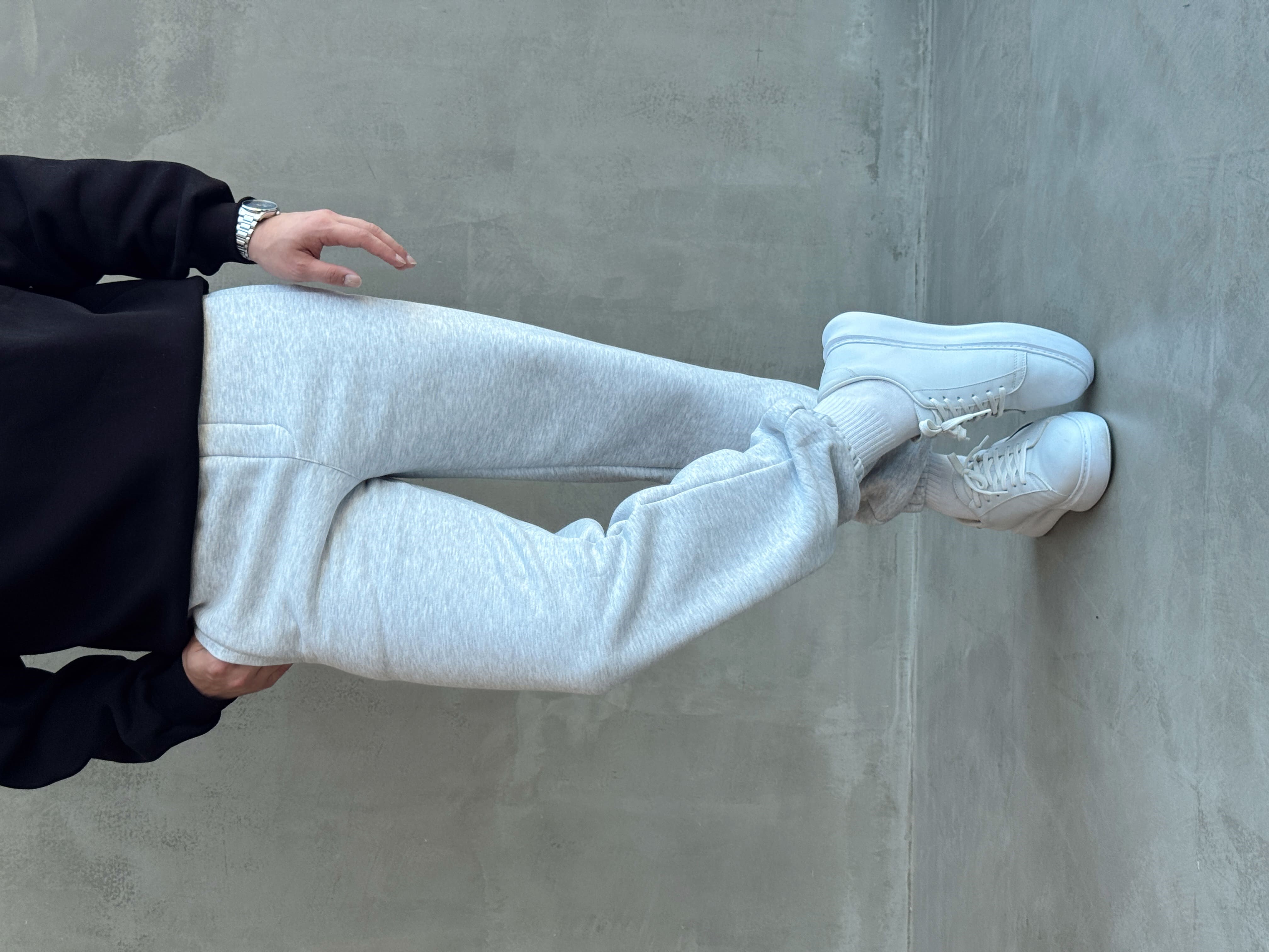 Erkek Yeni Sezon 3 İplik Geniş Kalıp Jogger Basic Eşofman-Melange(E1804)