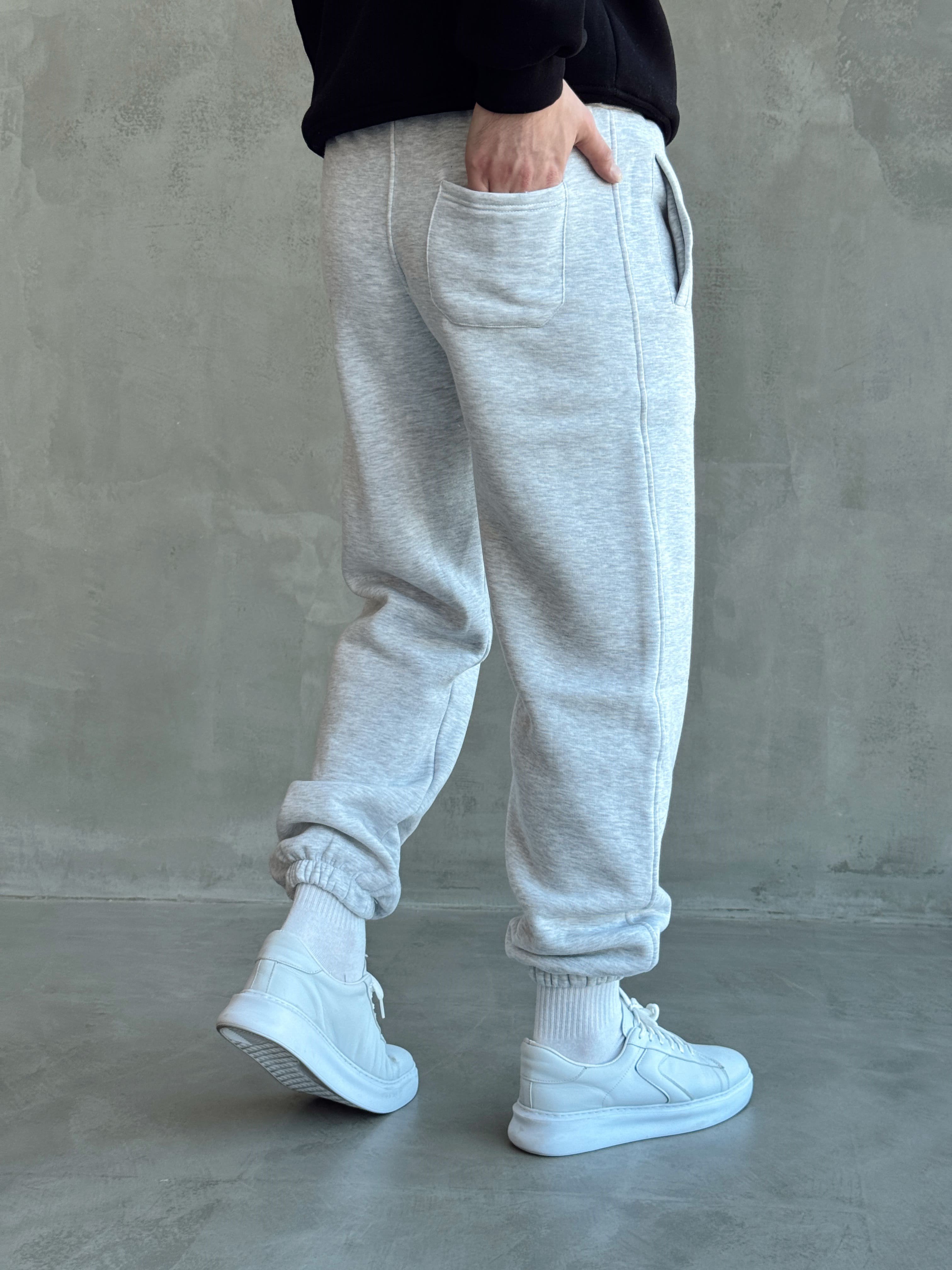 Erkek Yeni Sezon 3 İplik Geniş Kalıp Jogger Basic Eşofman-Melange(E1804)