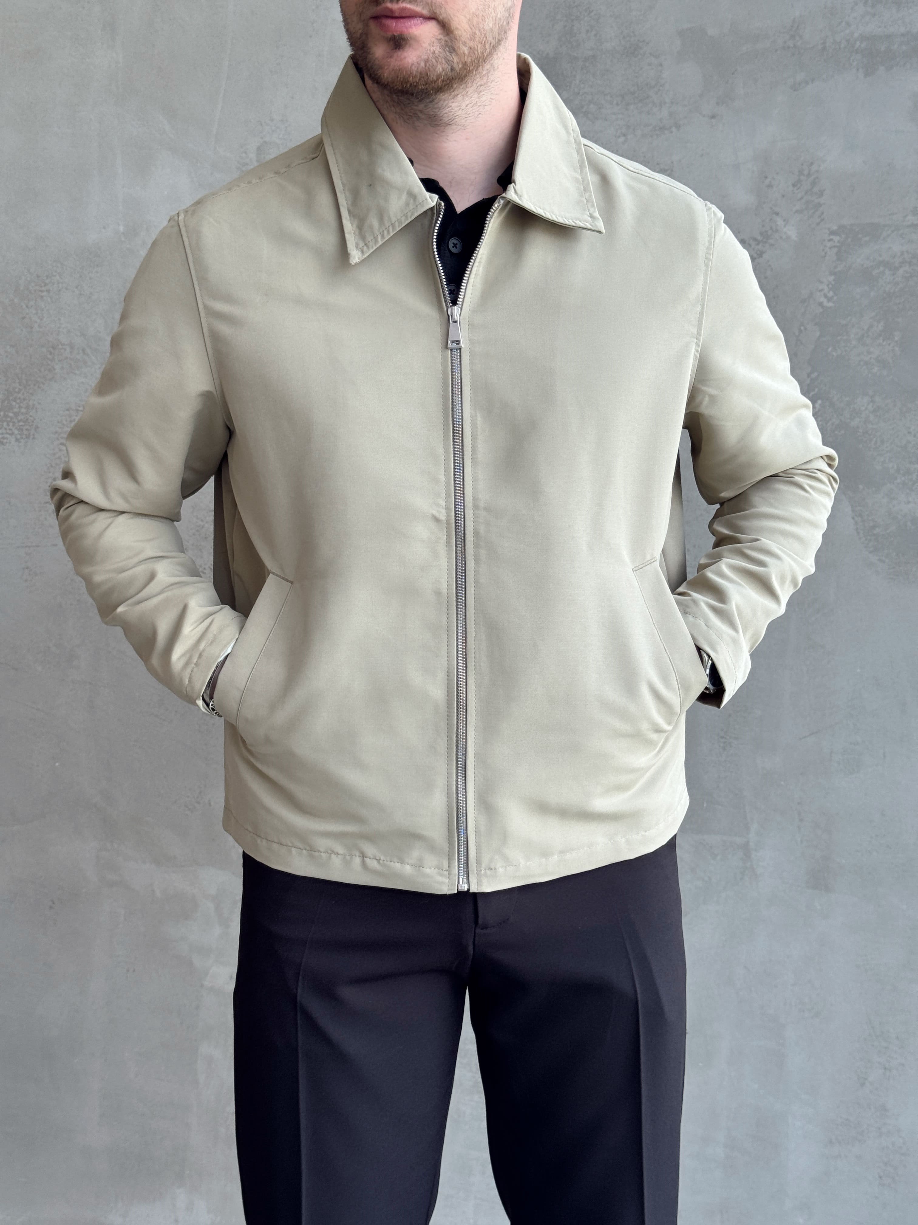 Erkek Yeni Sezon Oversize Kalıp İçi Astarlı Gabardin Kumaş Ceket-Haki(E1795)