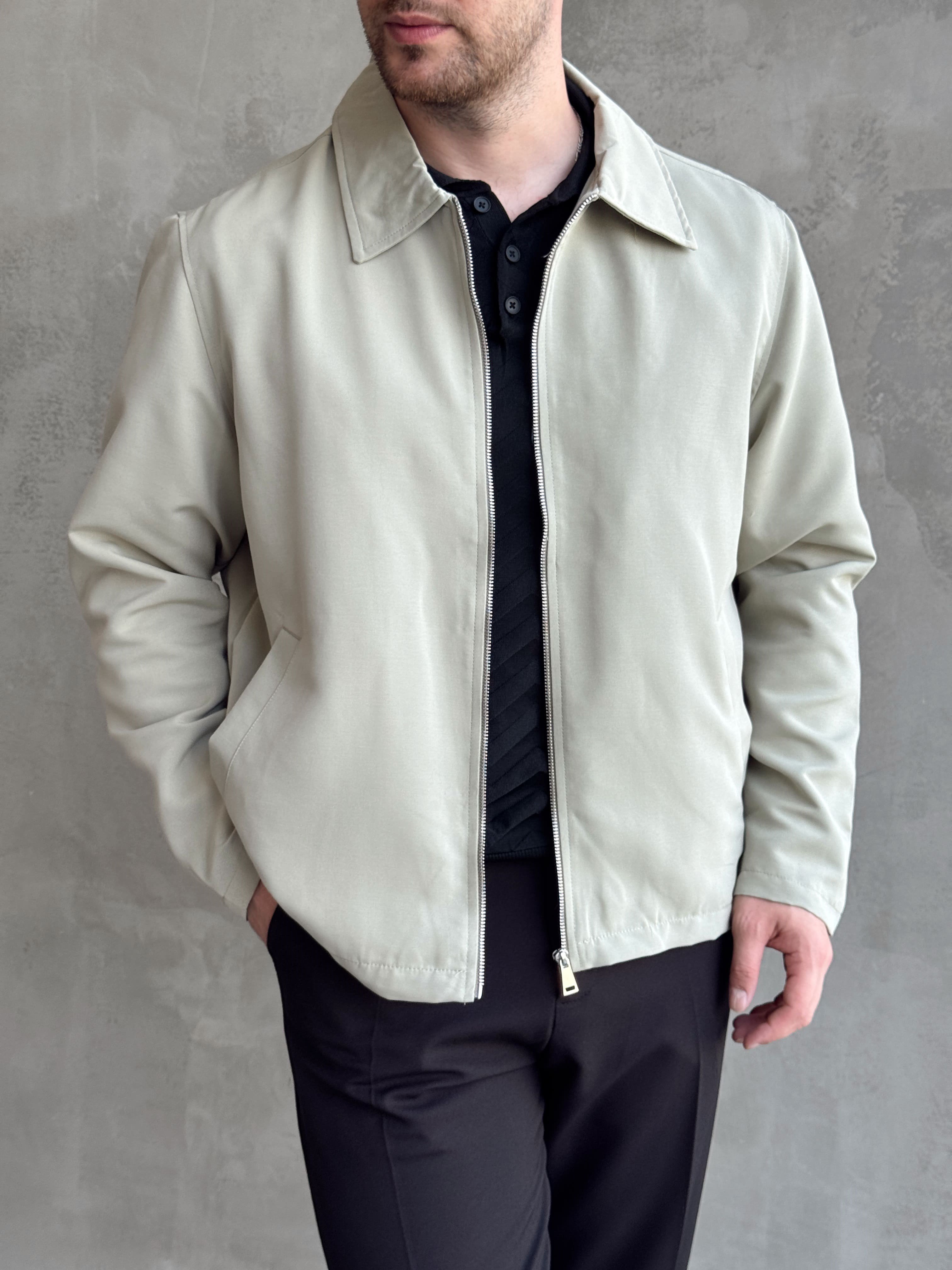 Erkek Yeni Sezon Oversize Kalıp İçi Astarlı Gabardin Kumaş Ceket-Çağla(E1795)