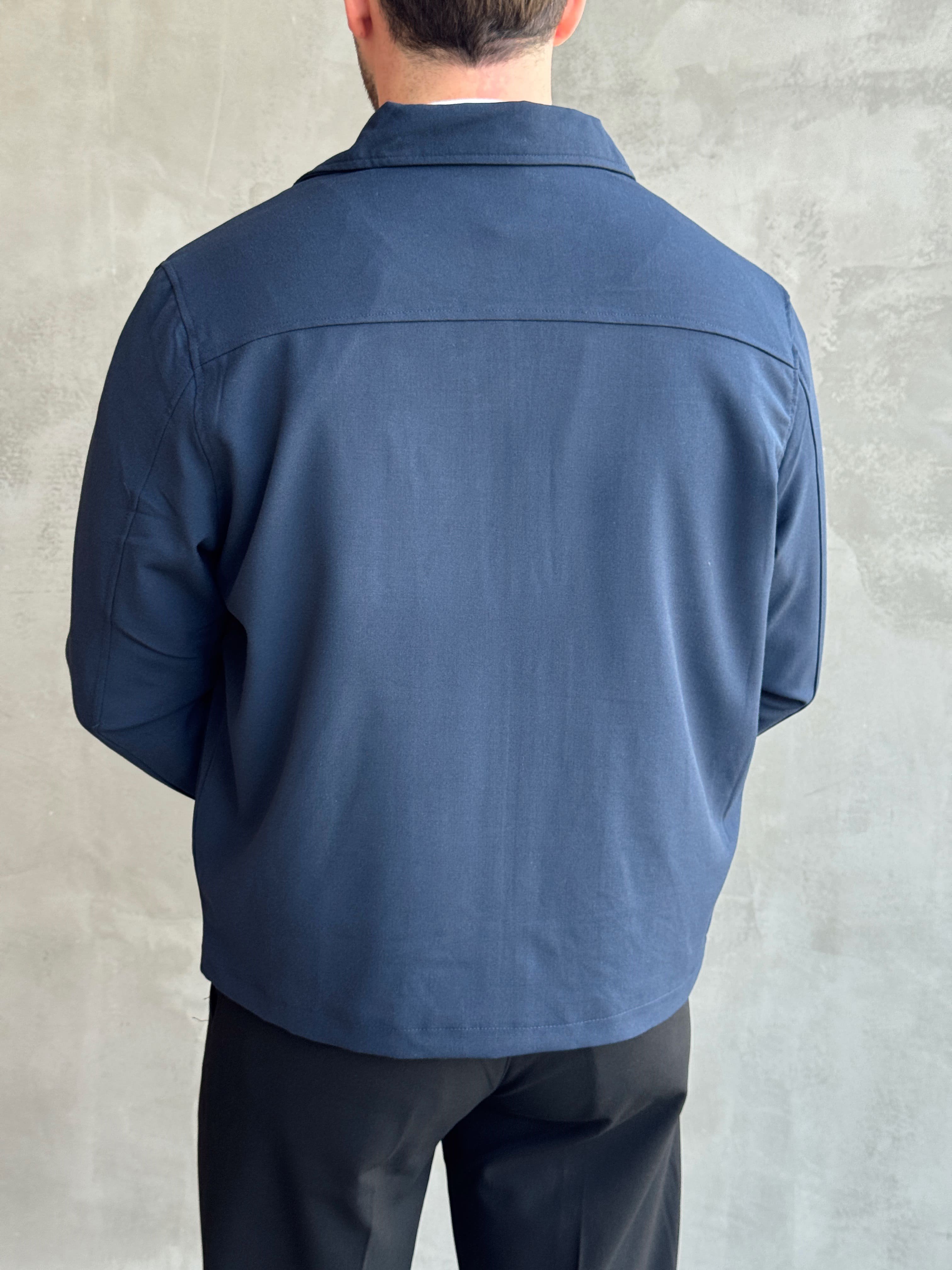 Erkek Yeni Sezon Oversize Kalıp İçi Astarlı Gabardin Kumaş Ceket-Lacivert(E1797)
