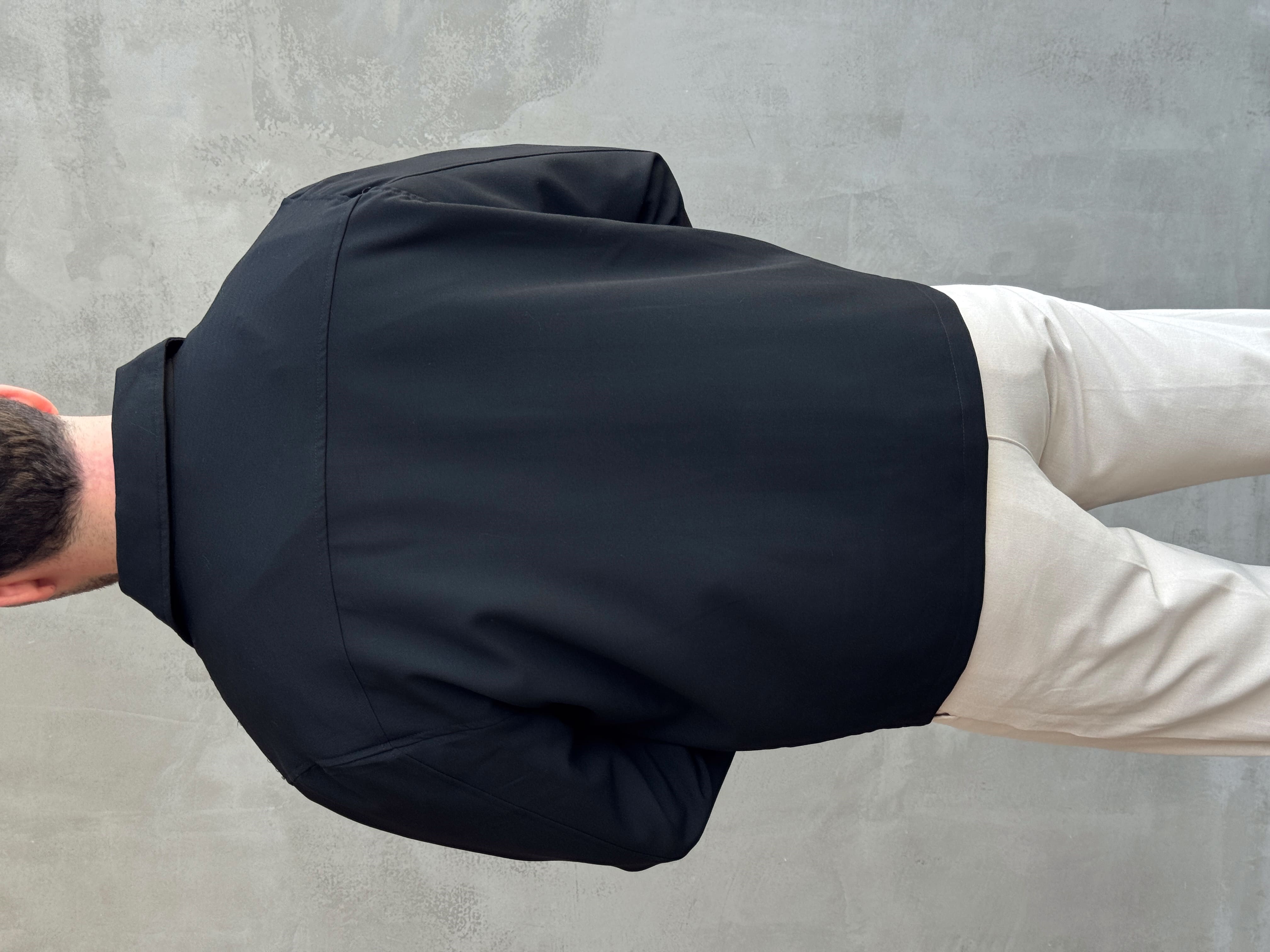 Erkek Yeni Sezon Oversize Kalıp İçi Astarlı Gabardin Kumaş Ceket-Siyah(E1797)