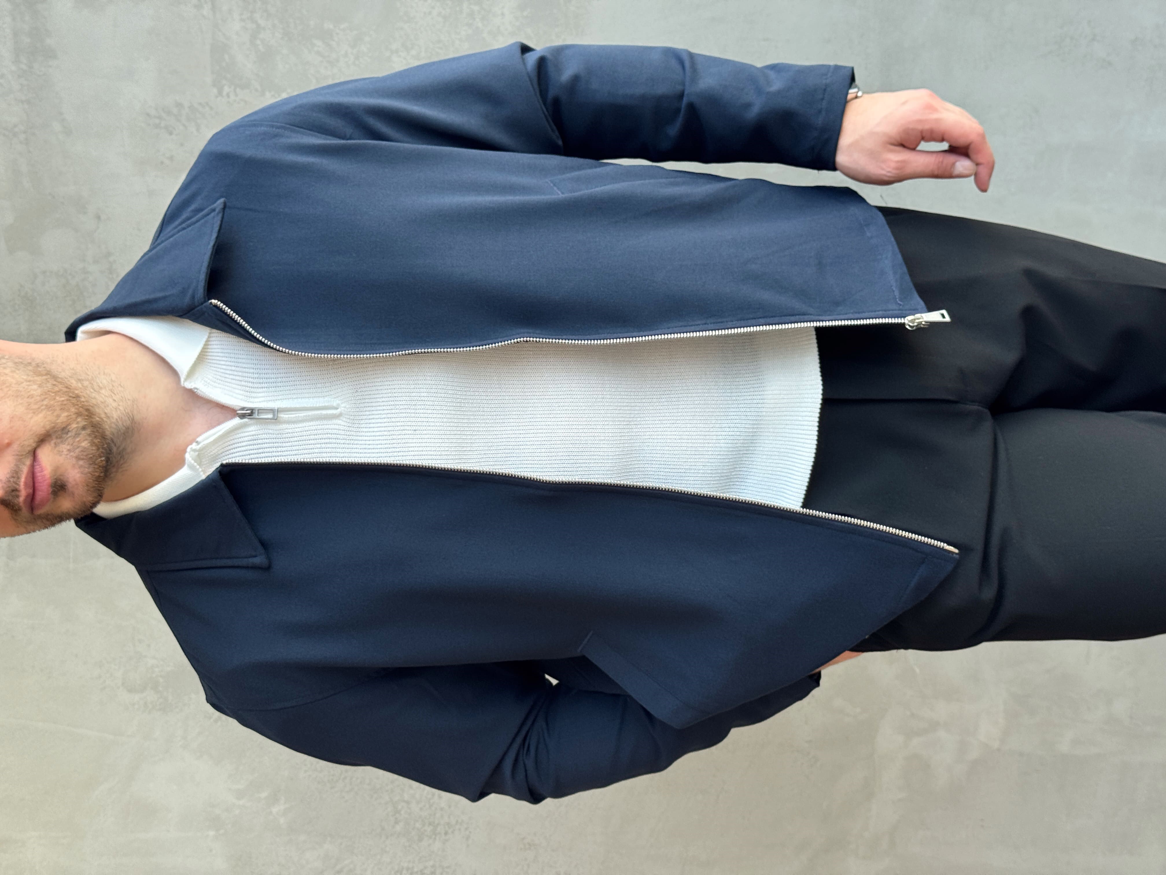 Erkek Yeni Sezon Oversize Kalıp İçi Astarlı Gabardin Kumaş Ceket-Lacivert(E1797)