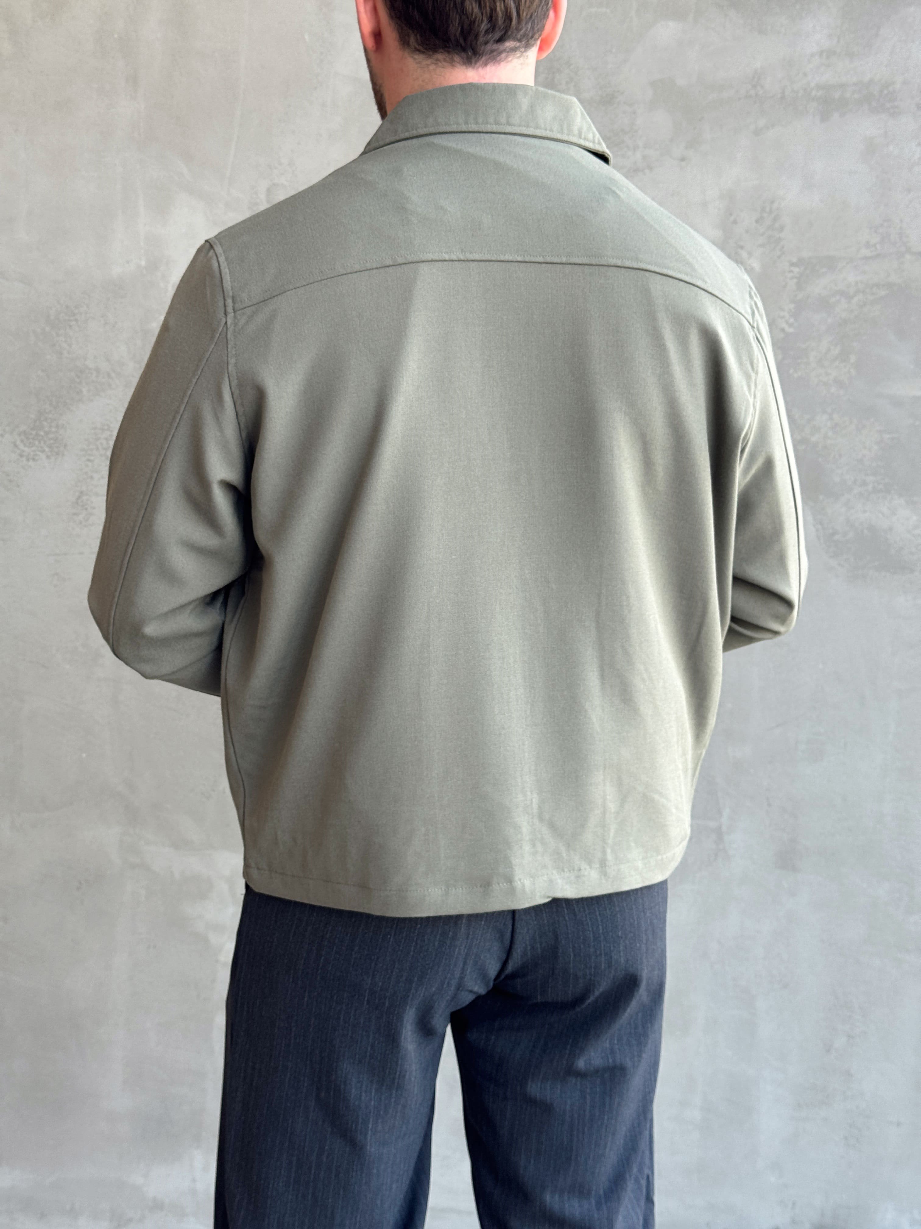 Erkek Yeni Sezon Oversize Kalıp İçi Astarlı Gabardin Kumaş Ceket-Haki(E1797)