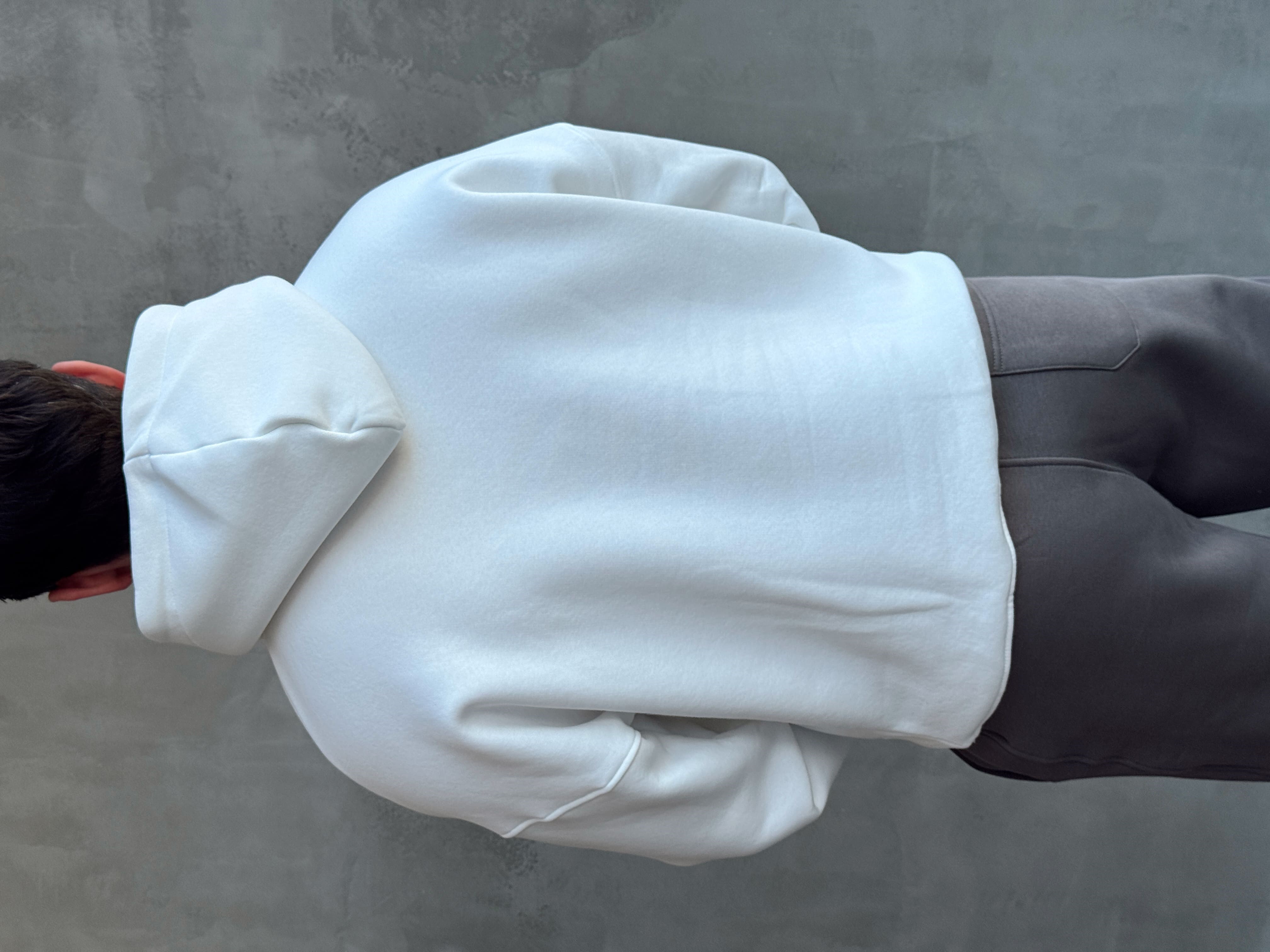 Erkek Yeni Sezon Oversize Kalıp Kapüşonlu Kanguru Cepli Basic 3 İplik Sweat-Beyaz(E1802)