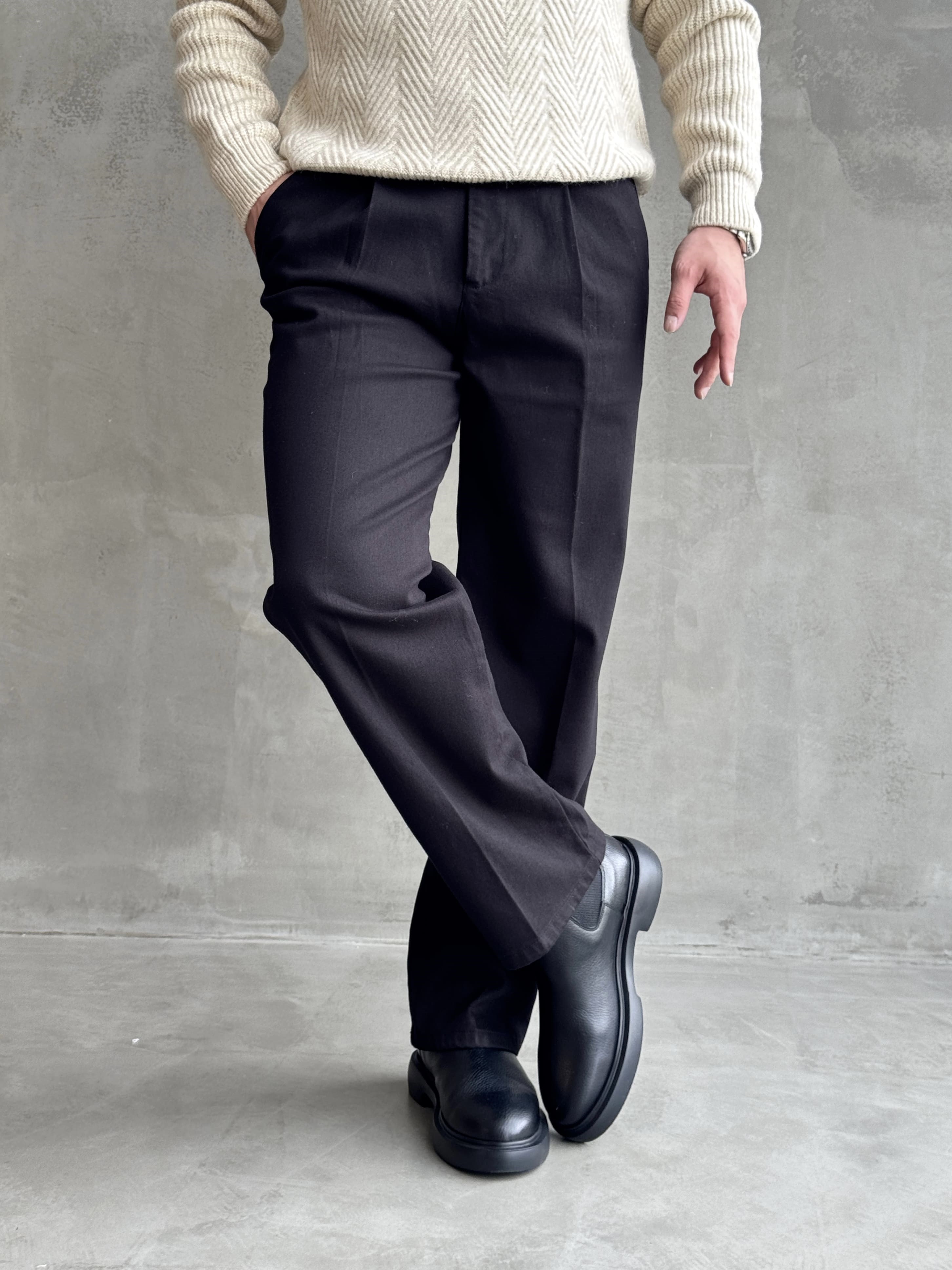 Erkek Yeni Sezon Regular Kalıp Gabardin Kumaş Kışlık Pantolon-Siyah(E1848)