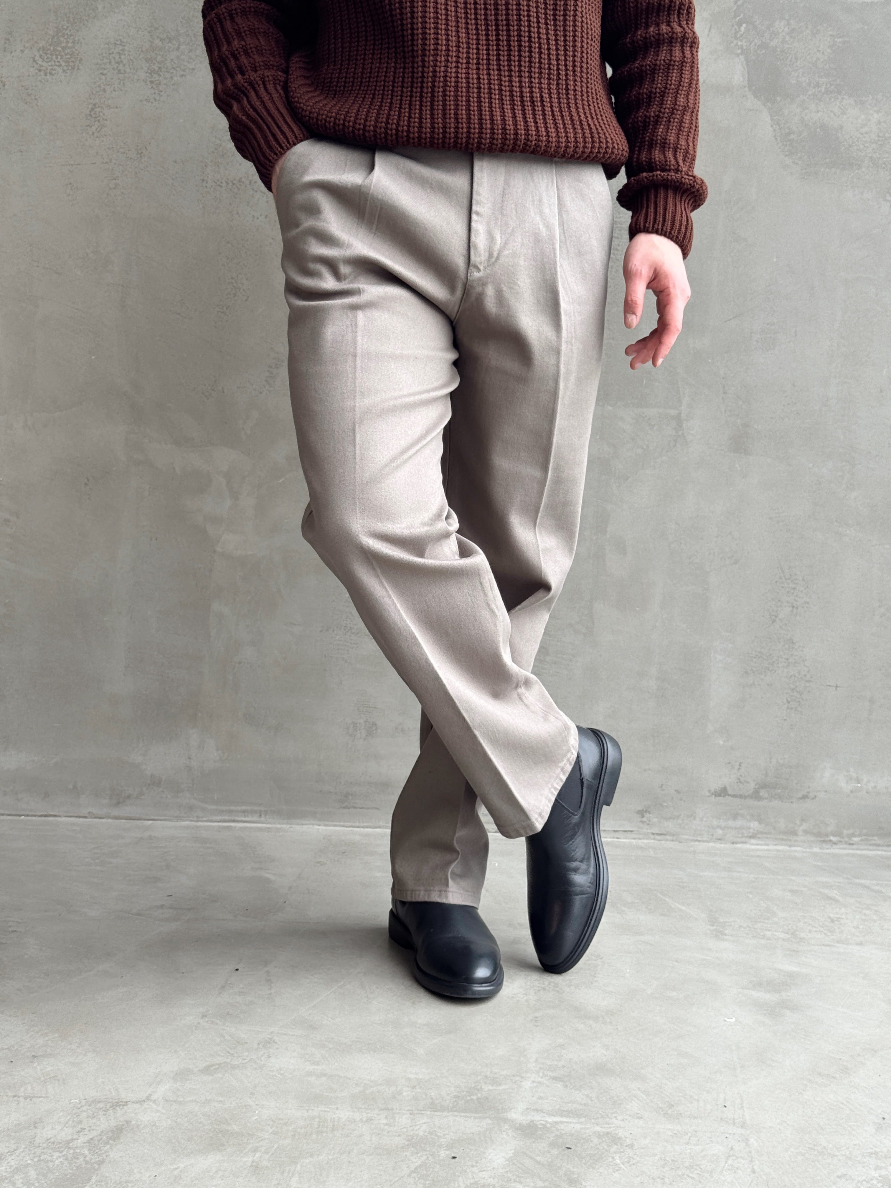 Erkek Yeni Sezon Regular Kalıp Gabardin Kumaş Kışlık Pantolon-Haki(E1848)