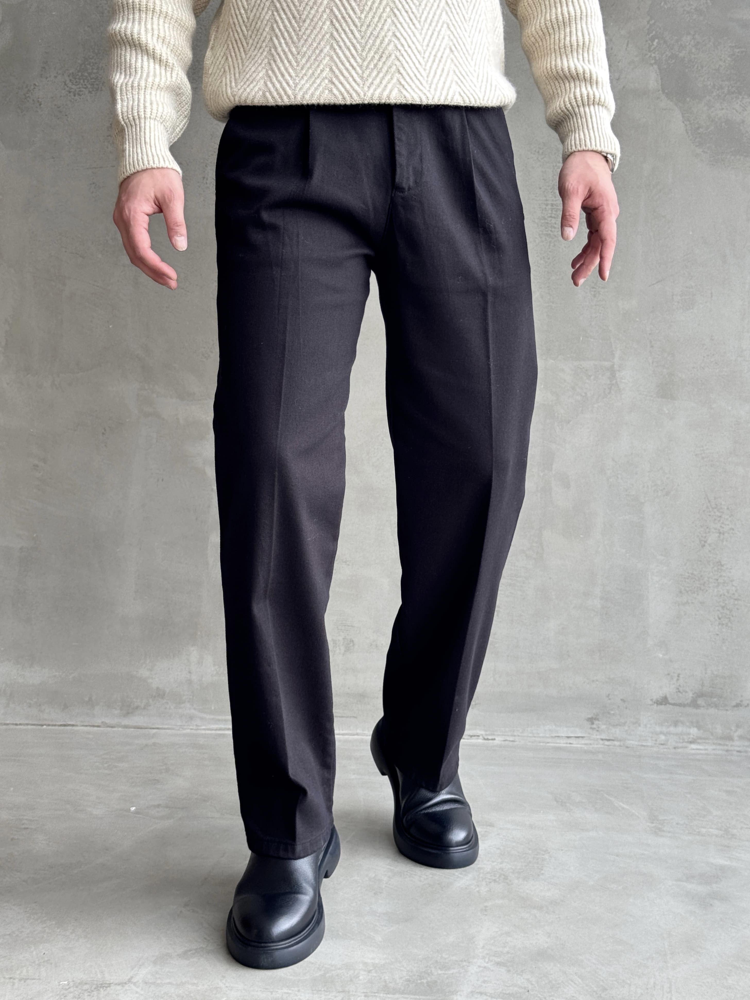 Erkek Yeni Sezon Regular Kalıp Gabardin Kumaş Kışlık Pantolon-Siyah(E1848)