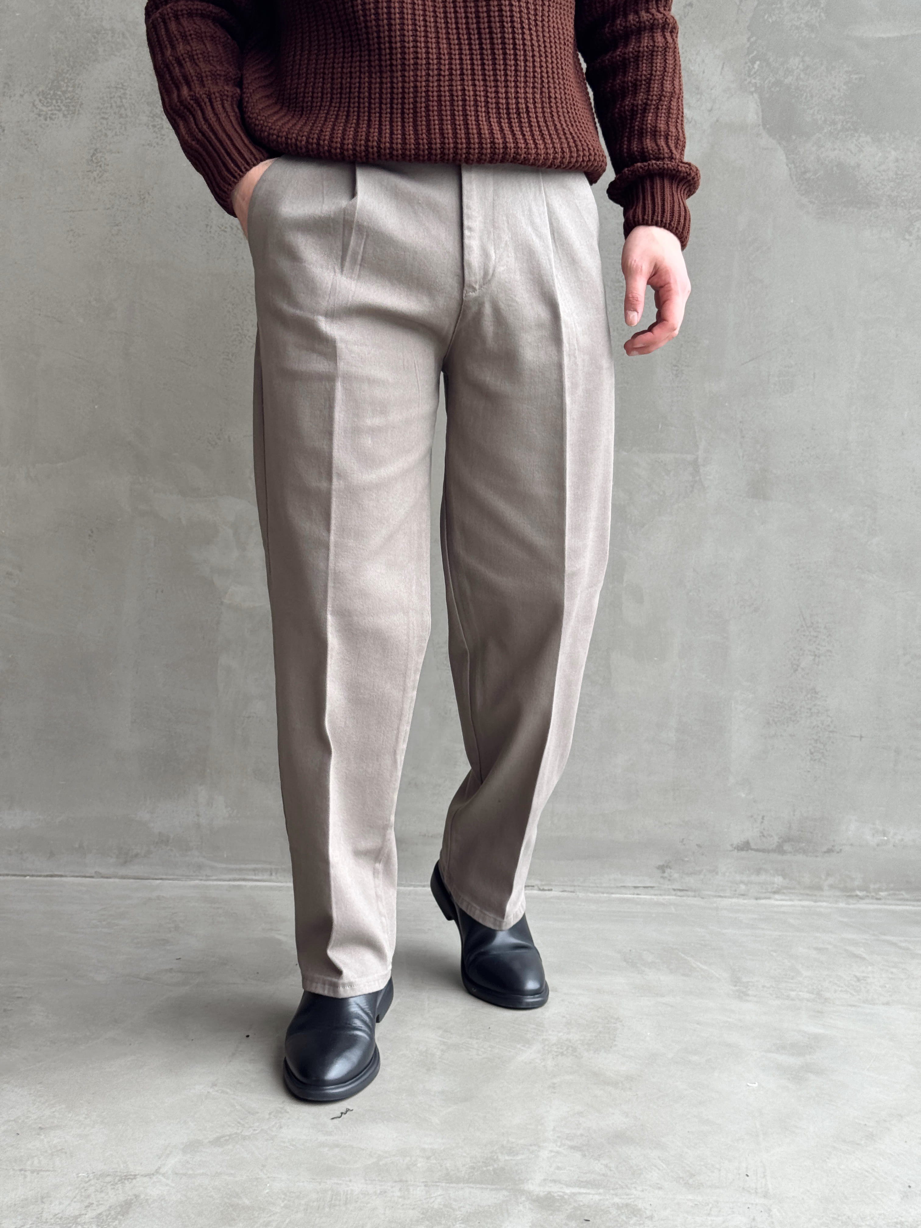 Erkek Yeni Sezon Regular Kalıp Gabardin Kumaş Kışlık Pantolon-Haki(E1848)