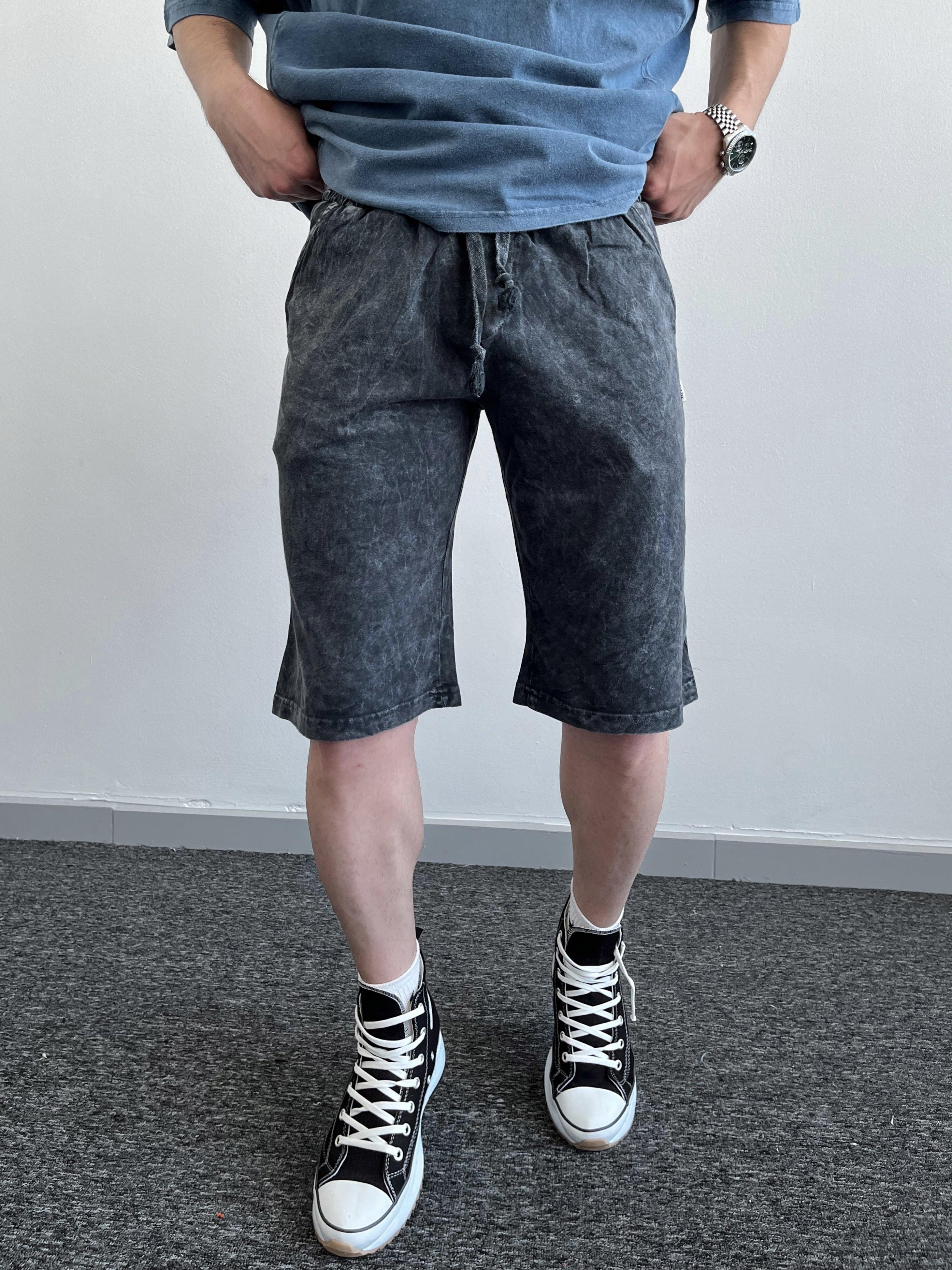 Erkek Yıkama Detay Regular Fit Örme Basic Şort-Antrasit(E1078)Ketench