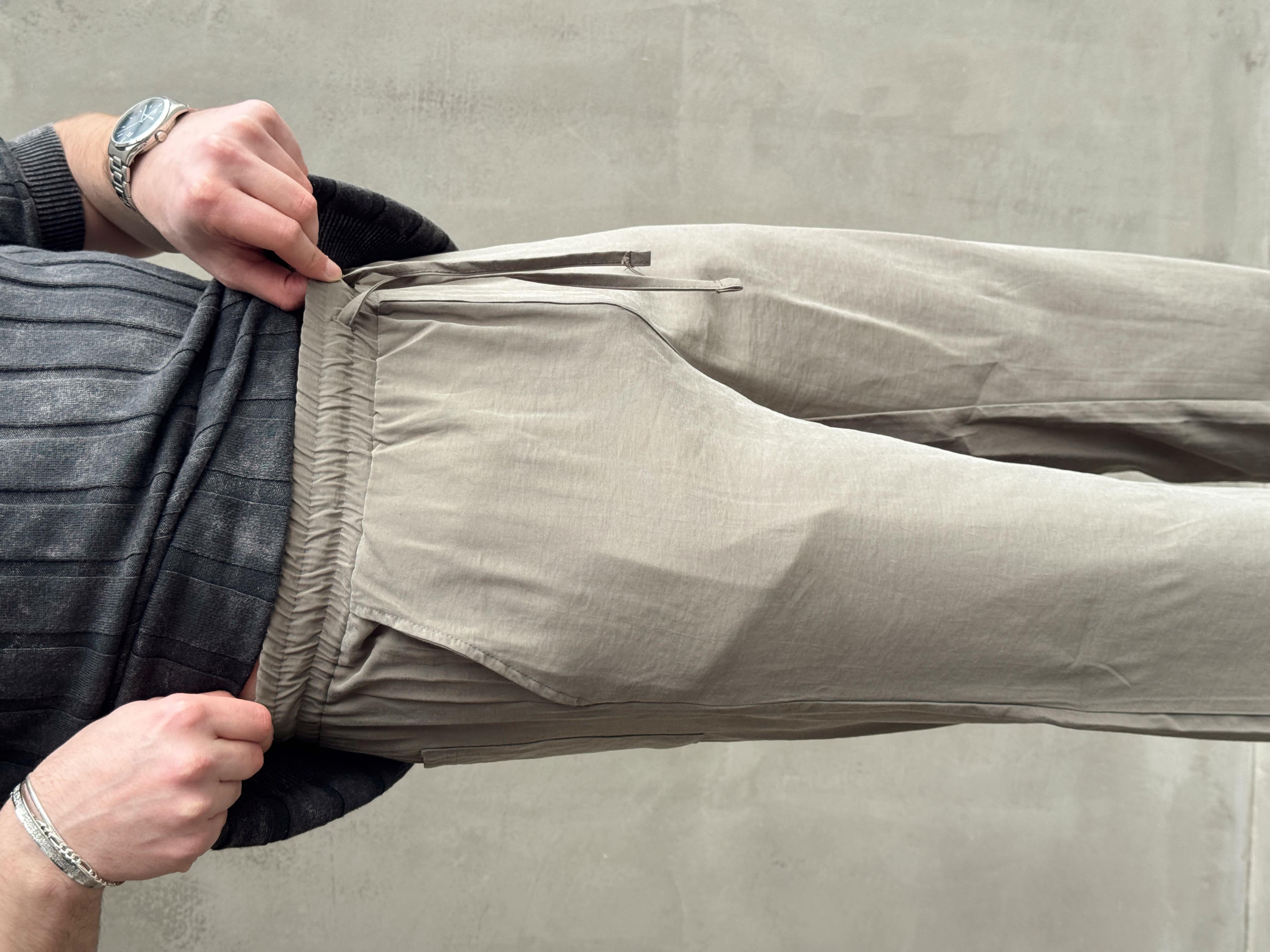 Erkek Yüksek Kalite Beli Lastikli Baggy Kalıp Modal Kumaş Pantolon-Haki(E1620)