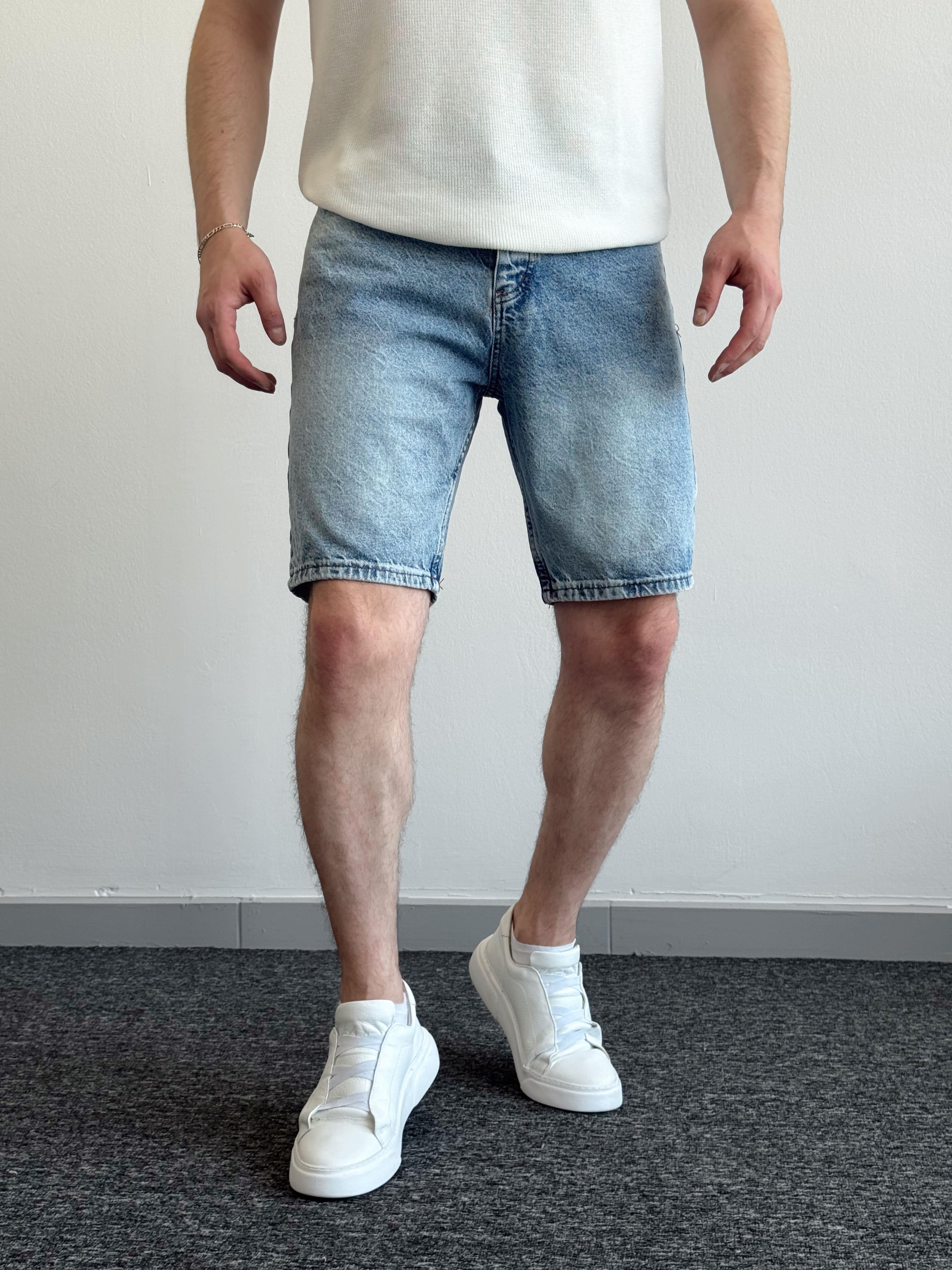 Erkek Yüksek Kalite Oversize Kalıp Denim Şort-Mavi(E1422)TD:484