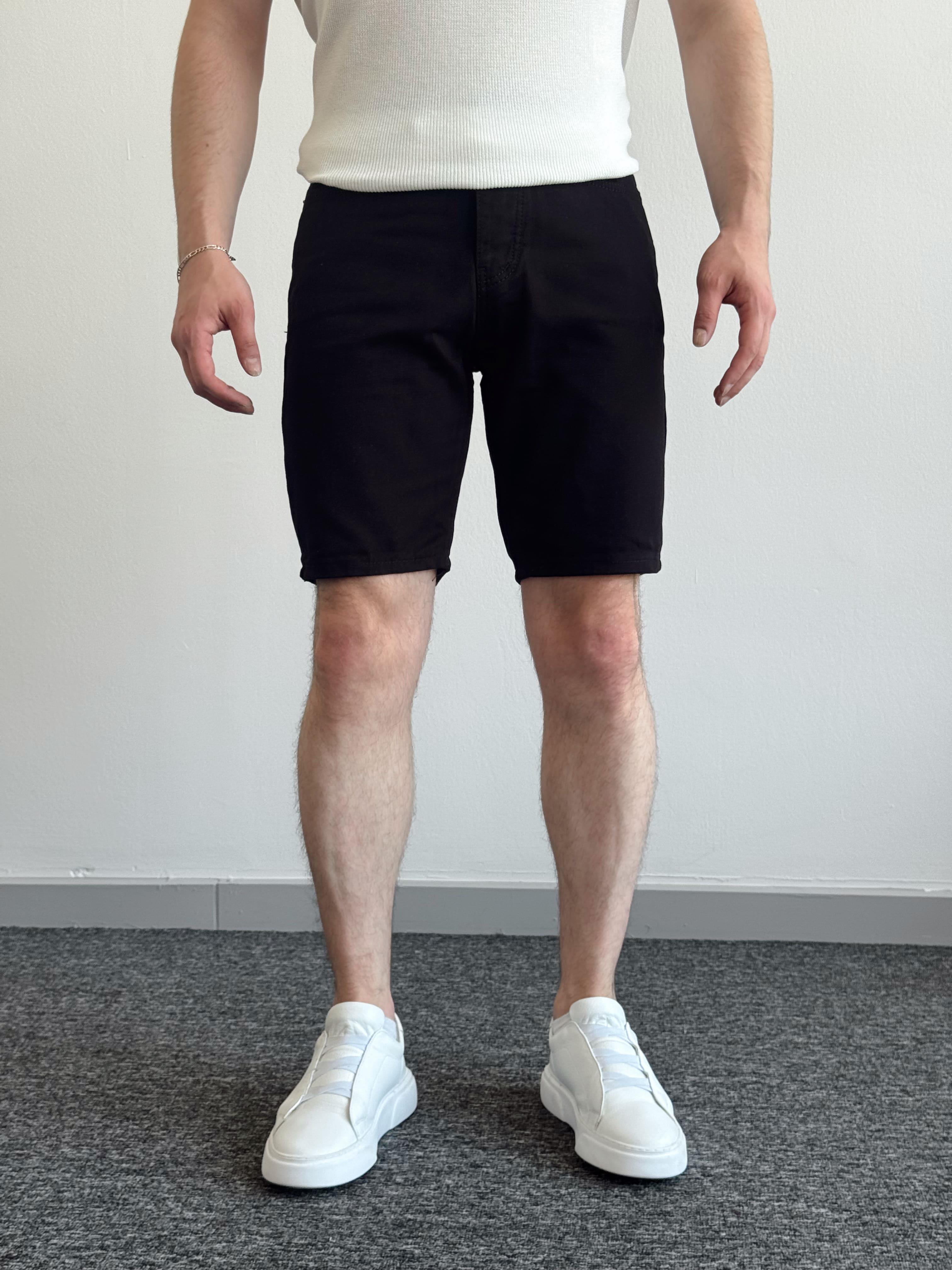 Erkek Yüksek Kalite Oversize Kalıp Denim Şort-Siyah(E1422)TD:463