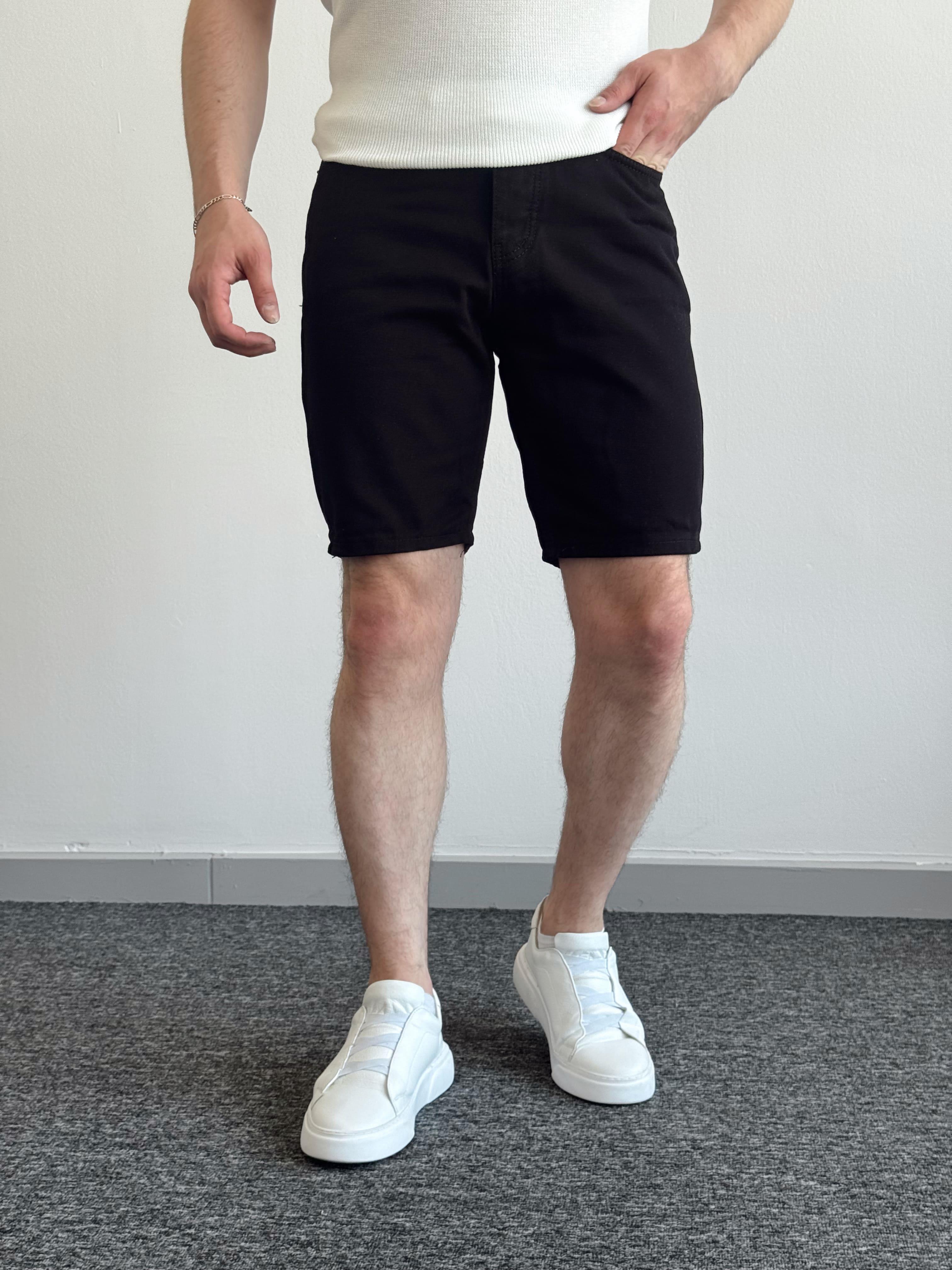 Erkek Yüksek Kalite Oversize Kalıp Denim Şort-Siyah(E1422)TD:463