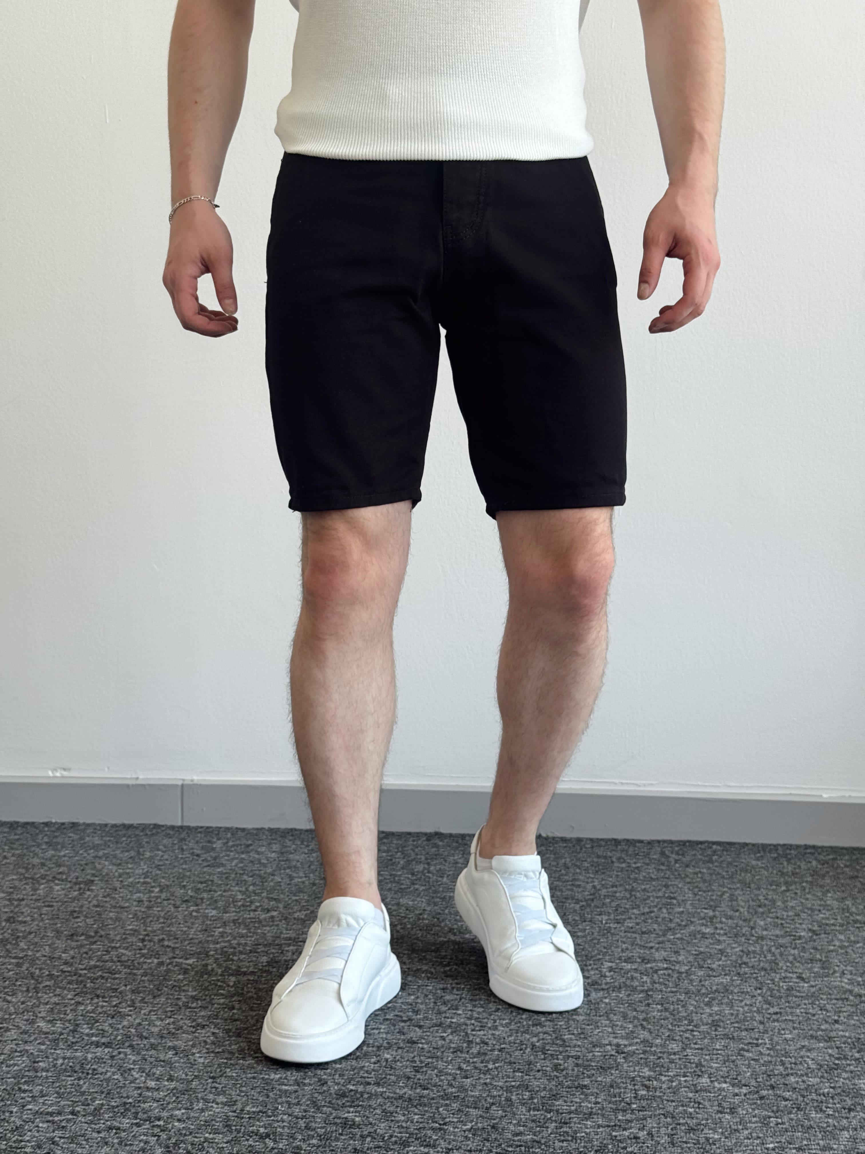 Erkek Yüksek Kalite Oversize Kalıp Denim Şort-Siyah(E1422)TD:463