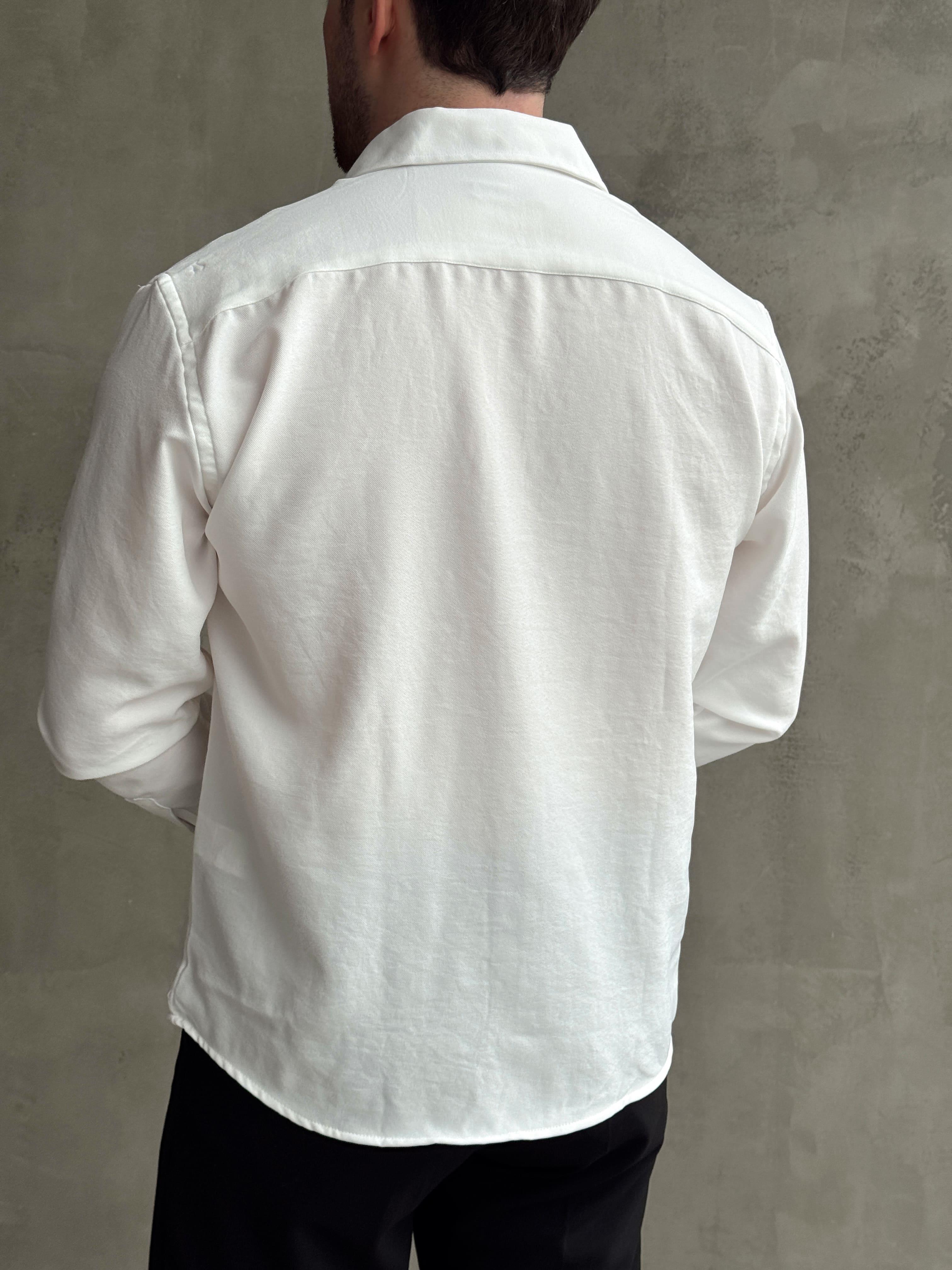 Erkek Yüksek Kalite Oversize Kalıp Ütü İstemeyen Oversize Kalıp Gömlek-Beyaz(E1604)