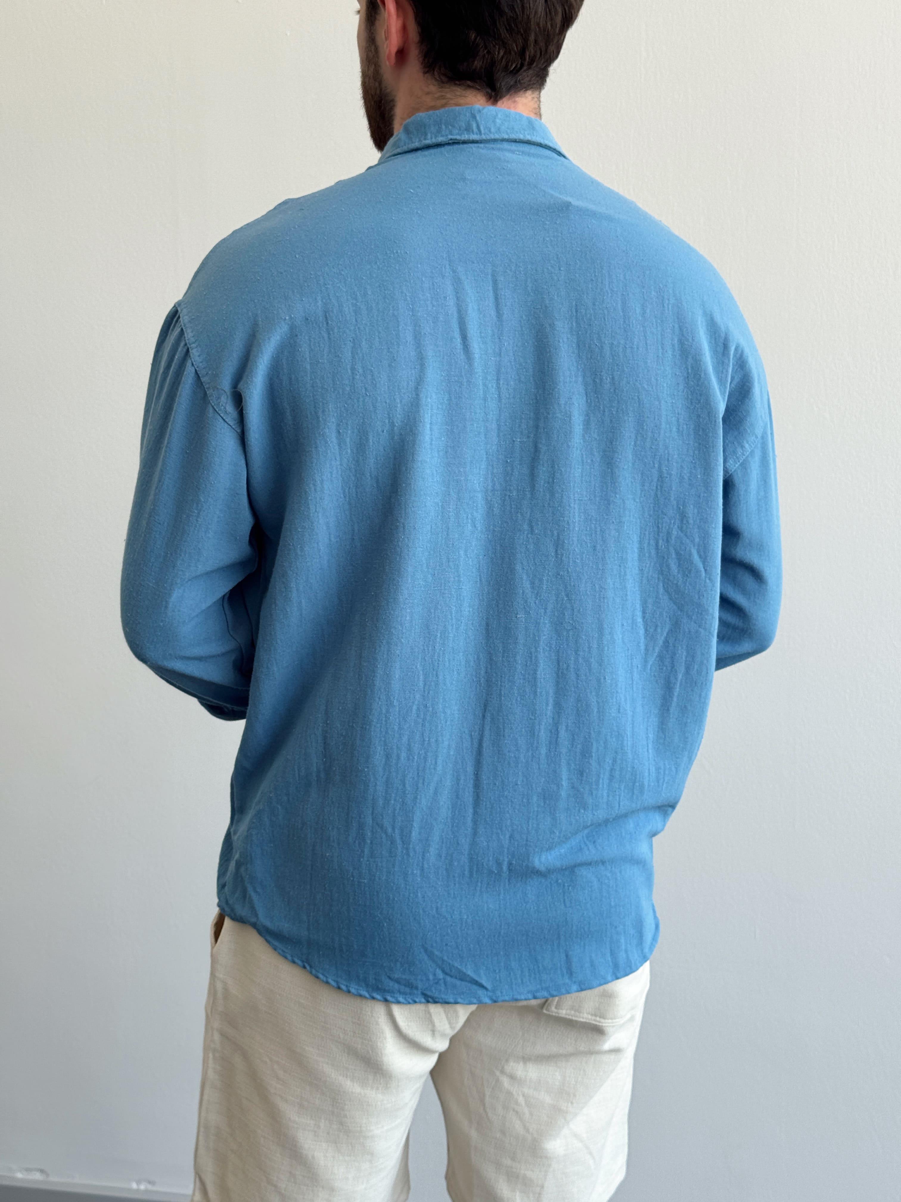 Erkek Yüksek Kalite Oversize Kalıp Yazlık Salaş Gömlek-Mavi(E1439)
