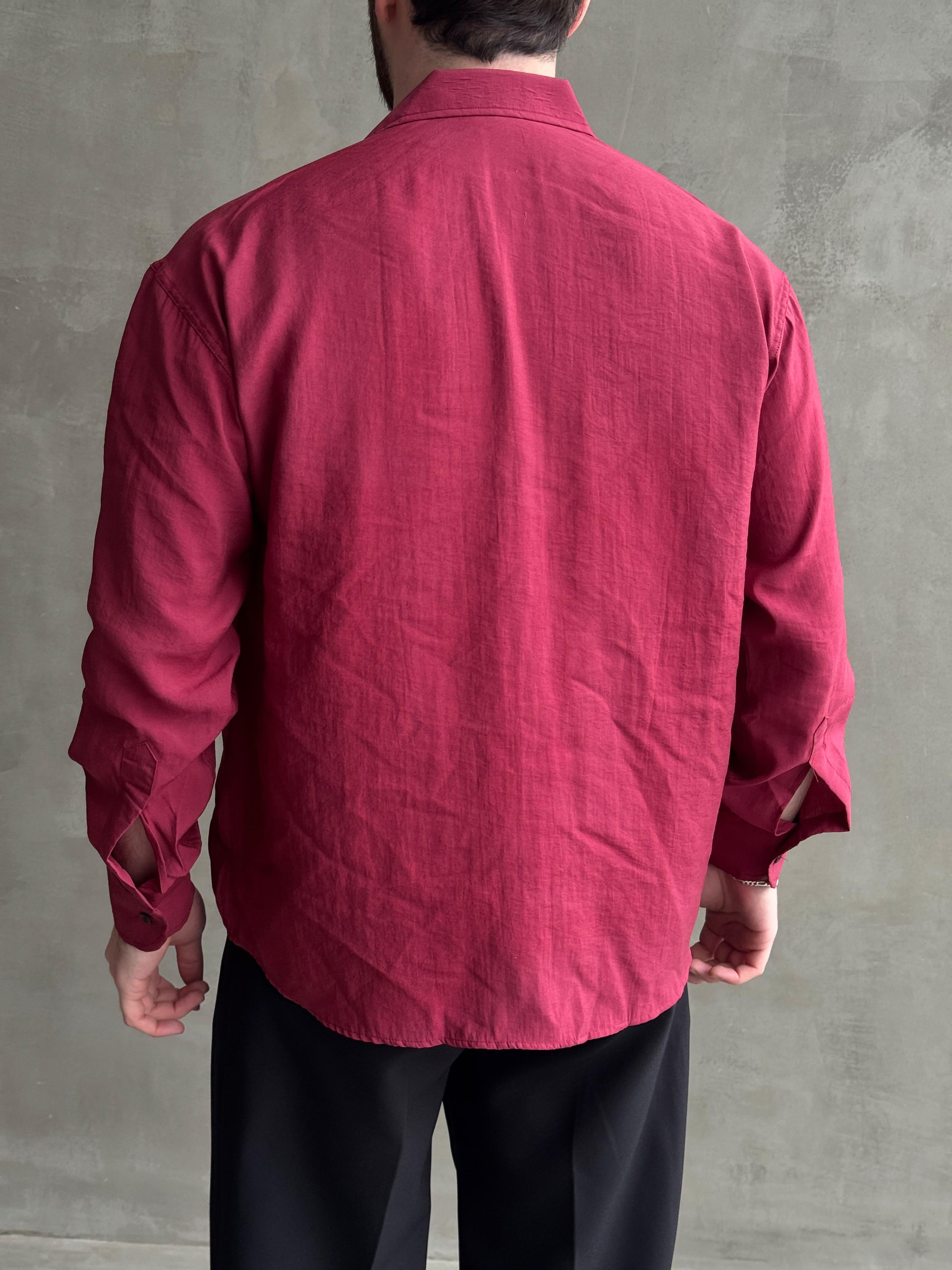 Erkek Yüksek Kalite Özel İstek İle Satışa Sunuldu Oversize Kalıp Modal Kumaş Yazlık Gömlek-Bordo(E1594)