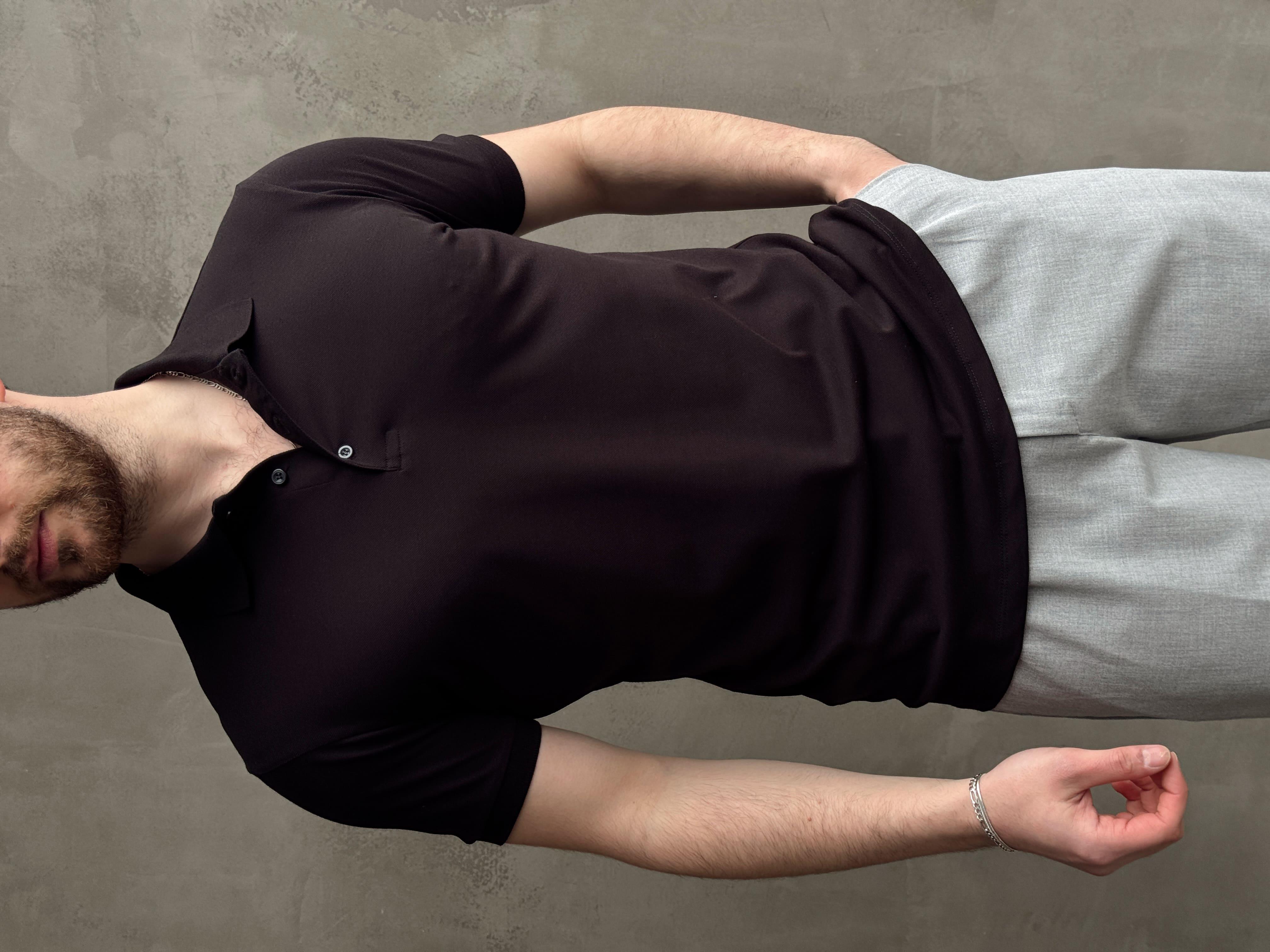 Erkek Yüksek Kalite Regular Kalıp Düğmeli Polo Yaka T-Shirt-Siyah(1671)