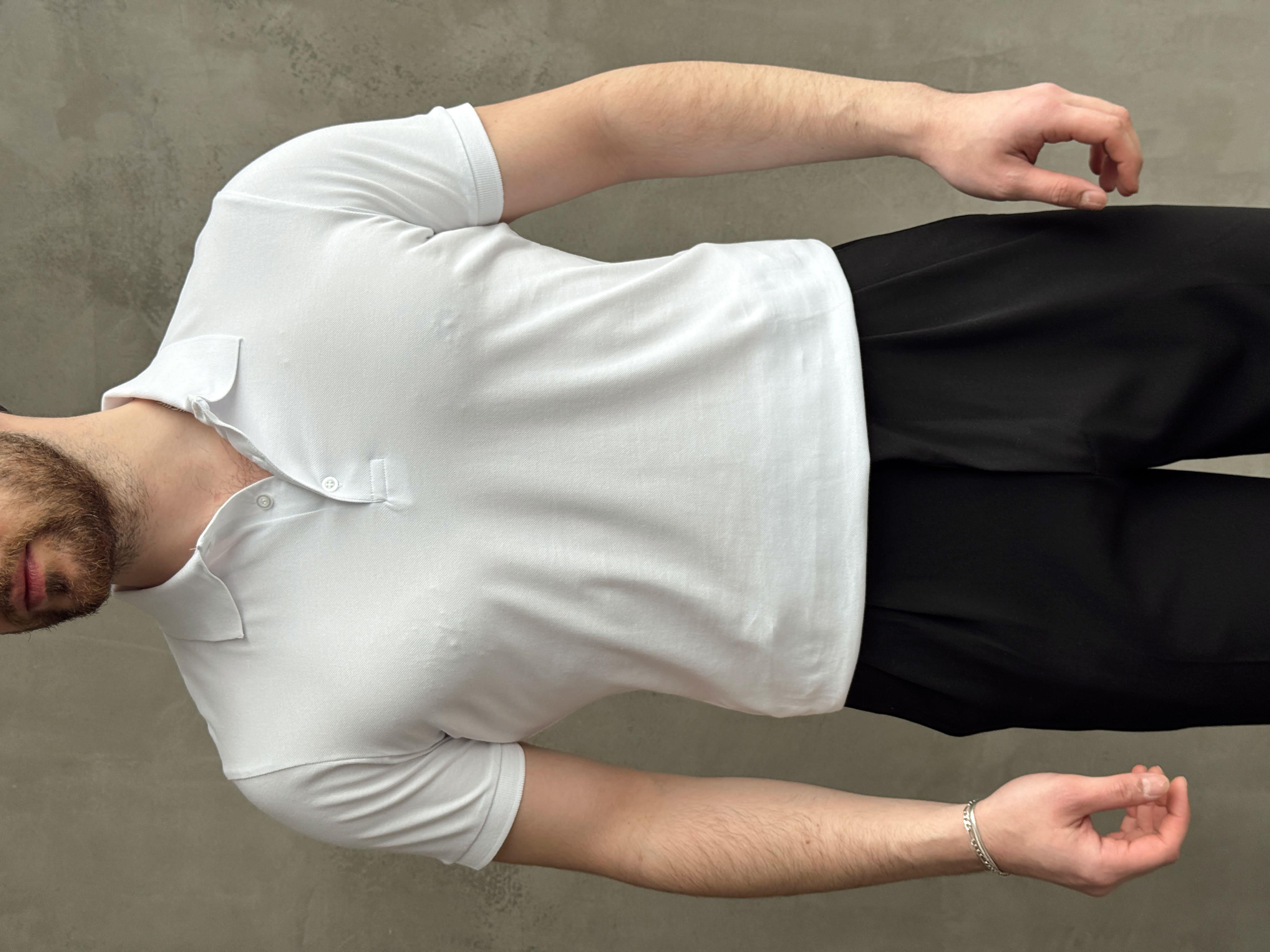 Erkek Yüksek Kalite Regular Kalıp Düğmeli Polo Yaka T-Shirt-Beyaz(1671)
