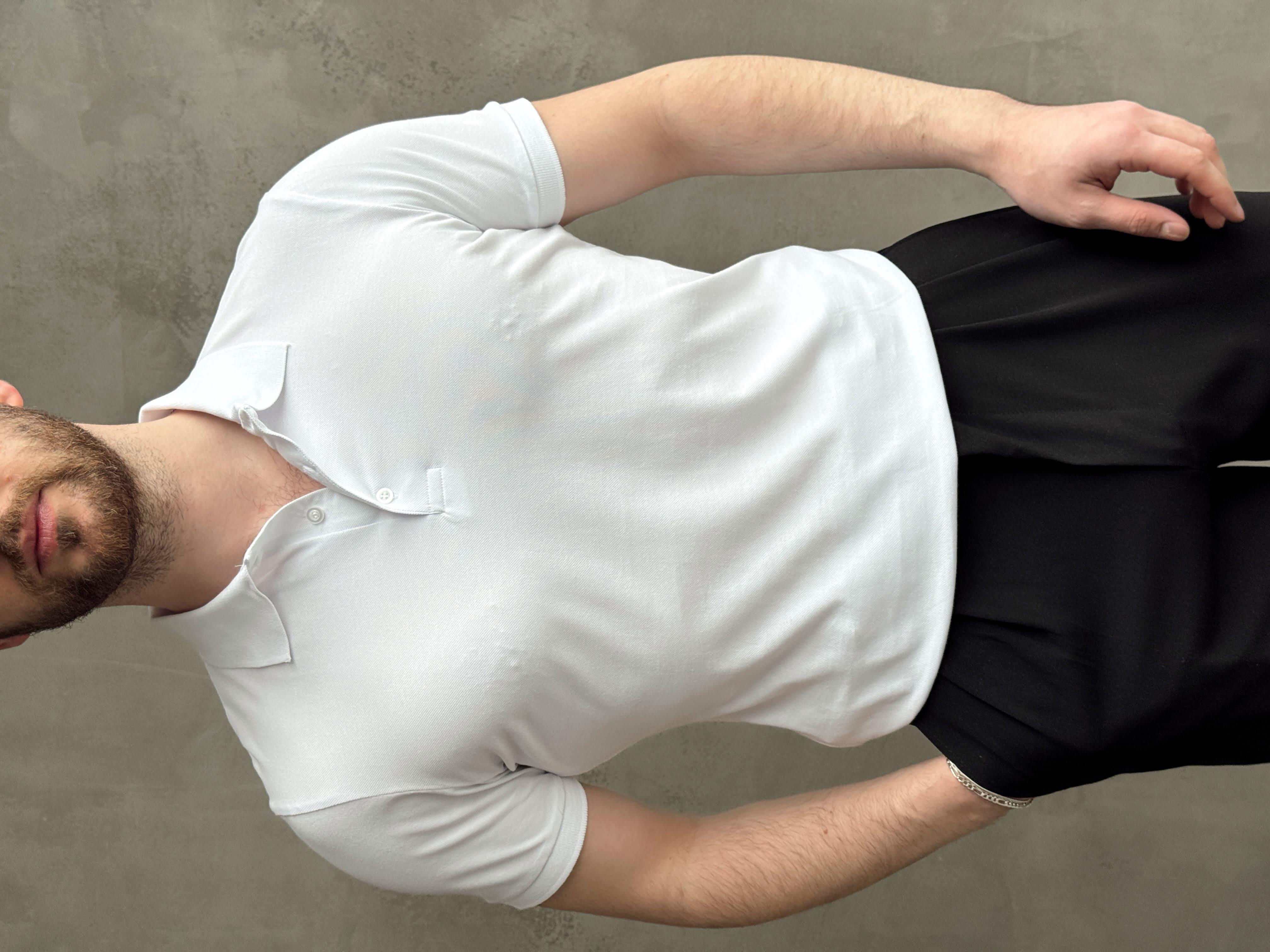 Erkek Yüksek Kalite Regular Kalıp Düğmeli Polo Yaka T-Shirt-Beyaz(1671)