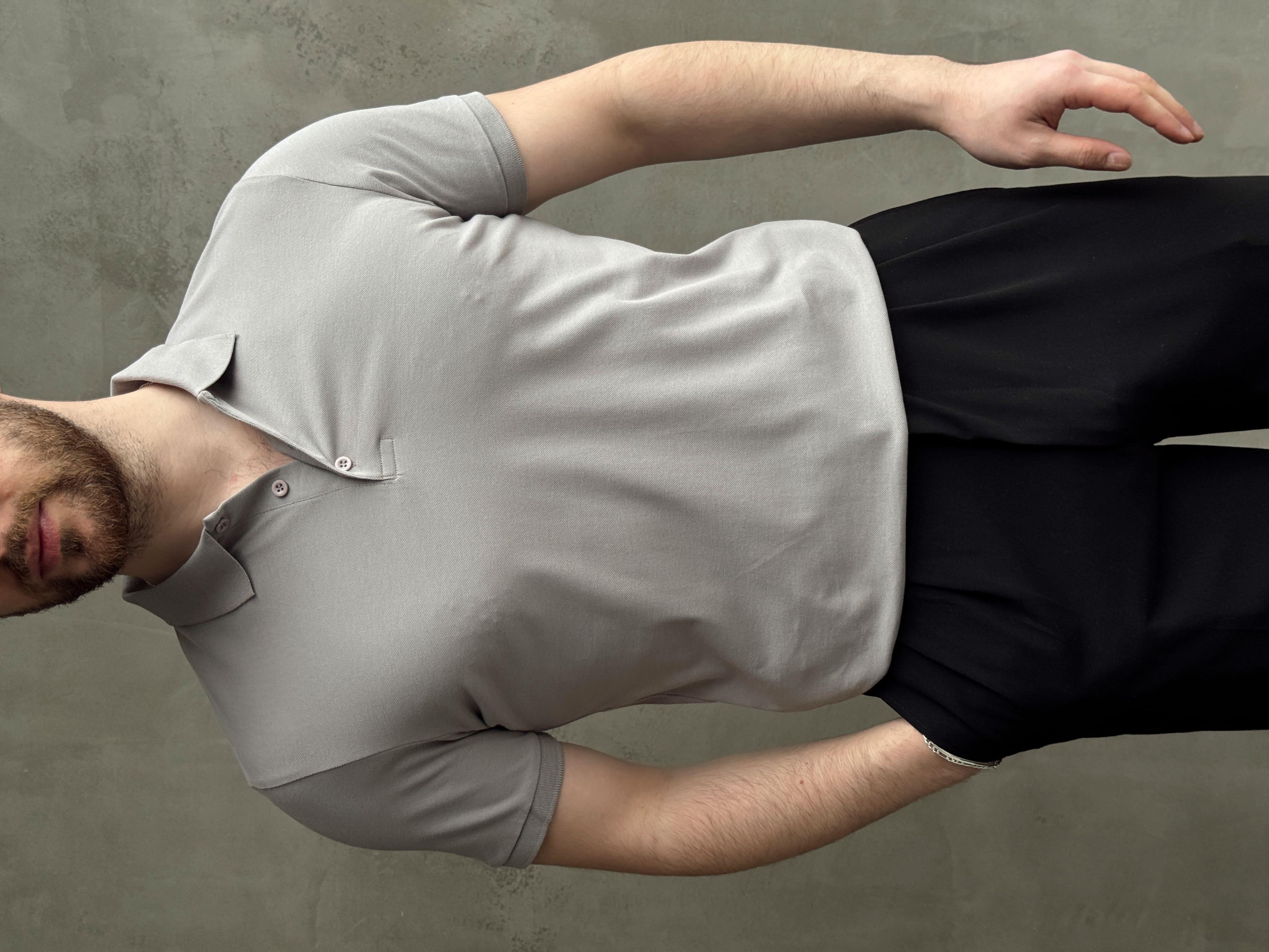 Erkek Yüksek Kalite Regular Kalıp Düğmeli Polo Yaka T-Shirt-Gri(1671)Ketench