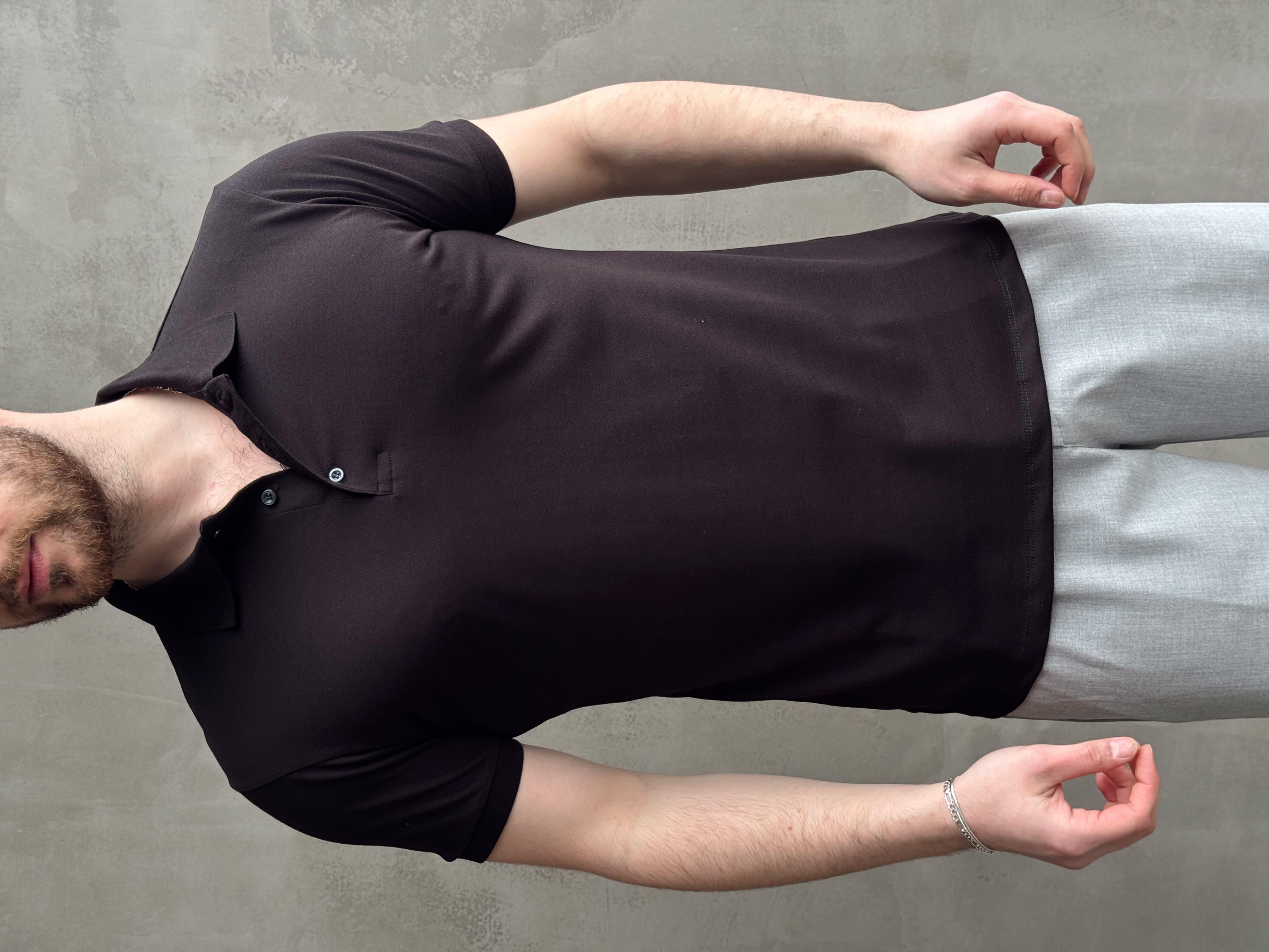 Erkek Yüksek Kalite Regular Kalıp Düğmeli Polo Yaka T-Shirt-Siyah(1671)