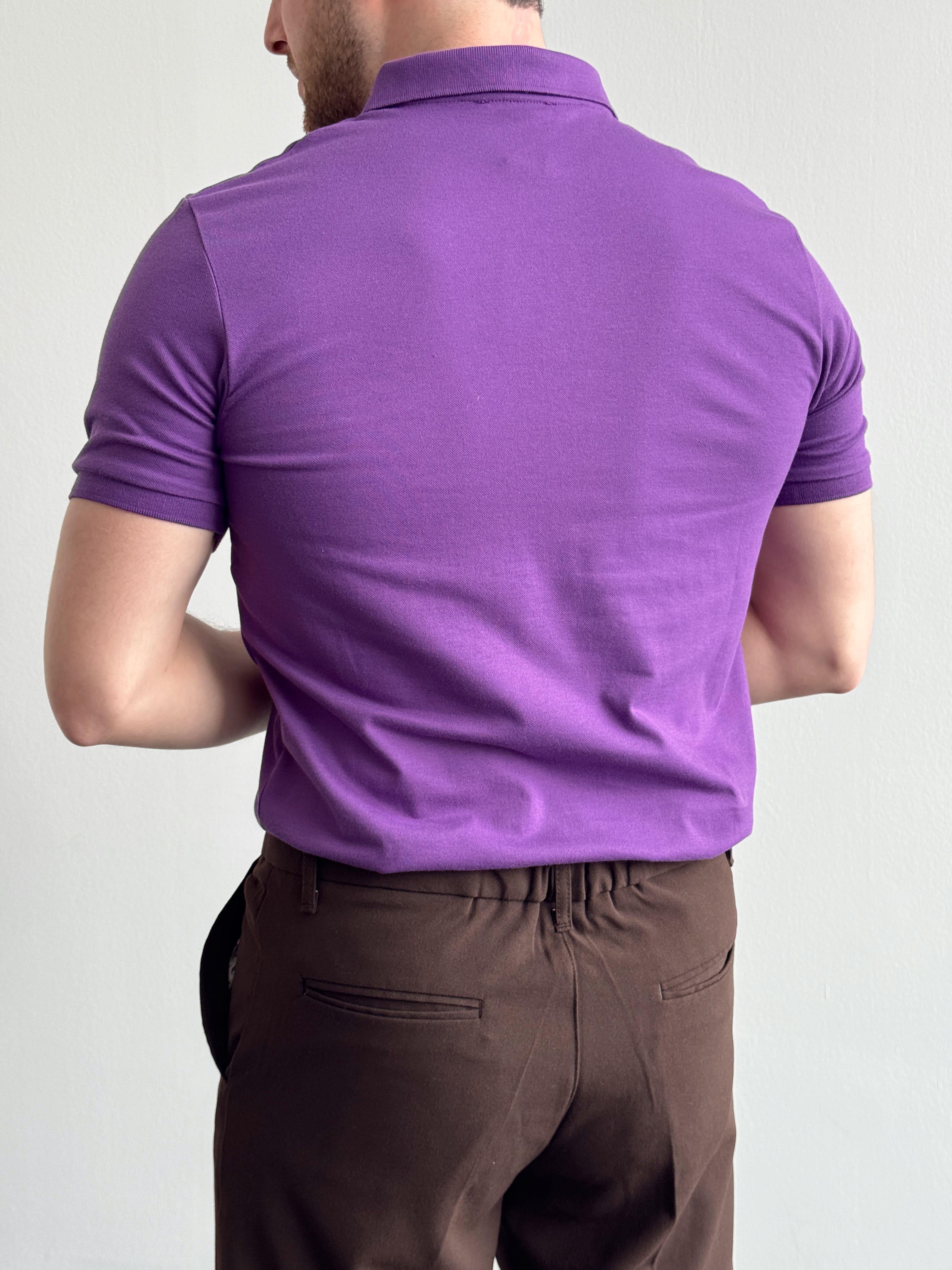Erkek Yüksek Kalite Regular Kalıp Polo Yaka T-Shirt-Mor(E1282)