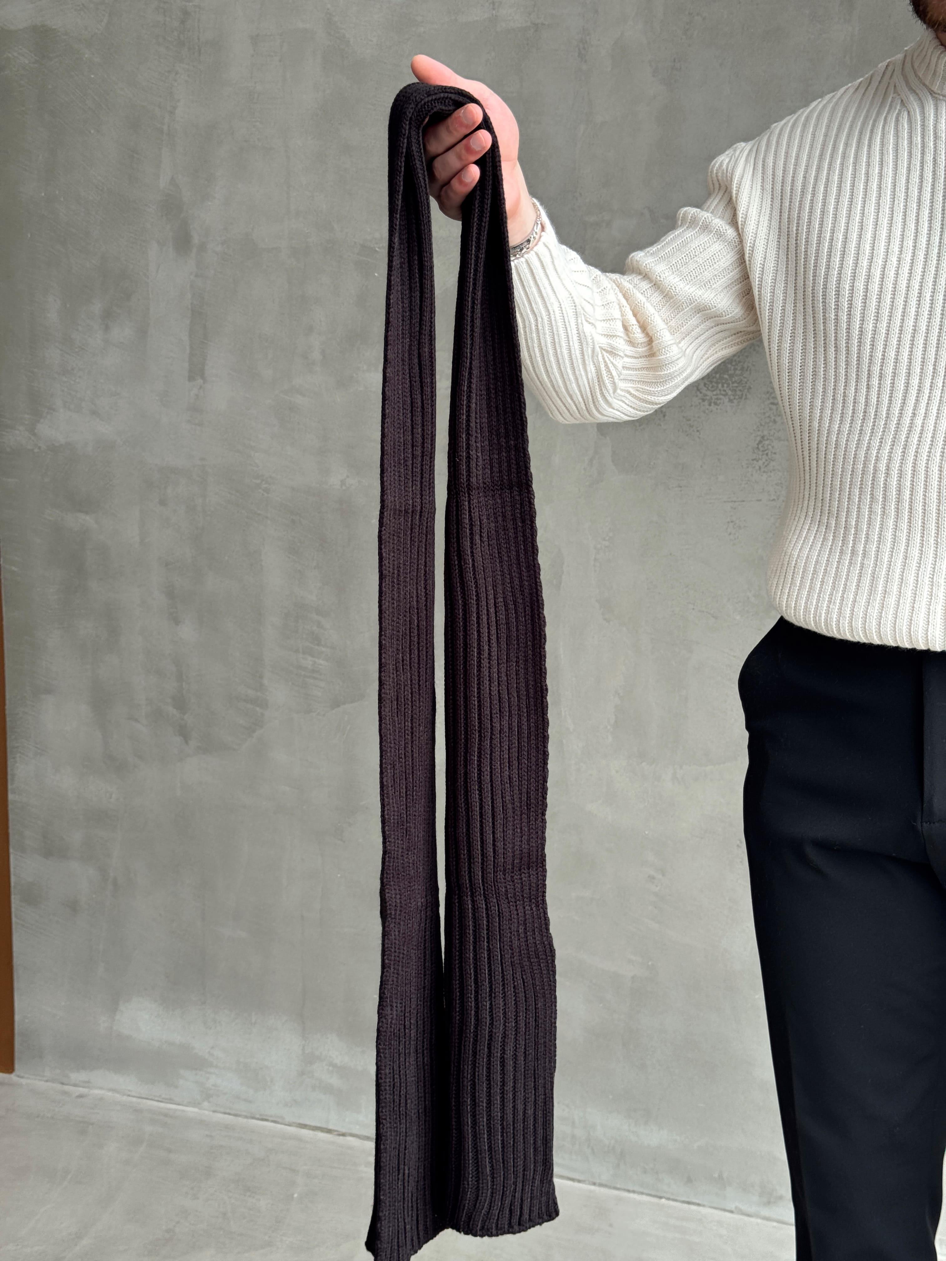 Erkek Yüksek Kalite Uzunluk 178cm En 30cm Triko Atkı-Siyah(E1573)Ketench