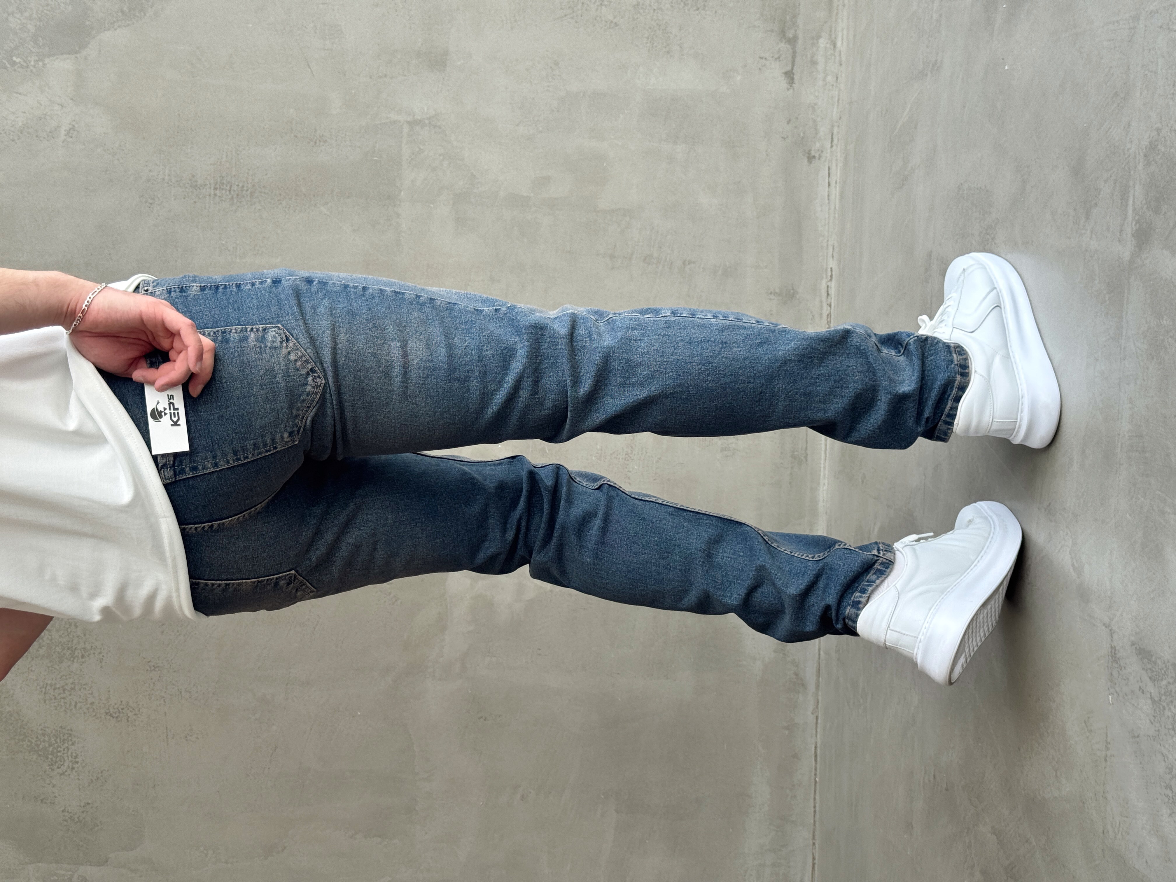 Erkek Yüksek Kalite Yıkamalı Taşlı Regular Kalıp Kot Pantolon Jeans-Eskitme(E1596) TD:976