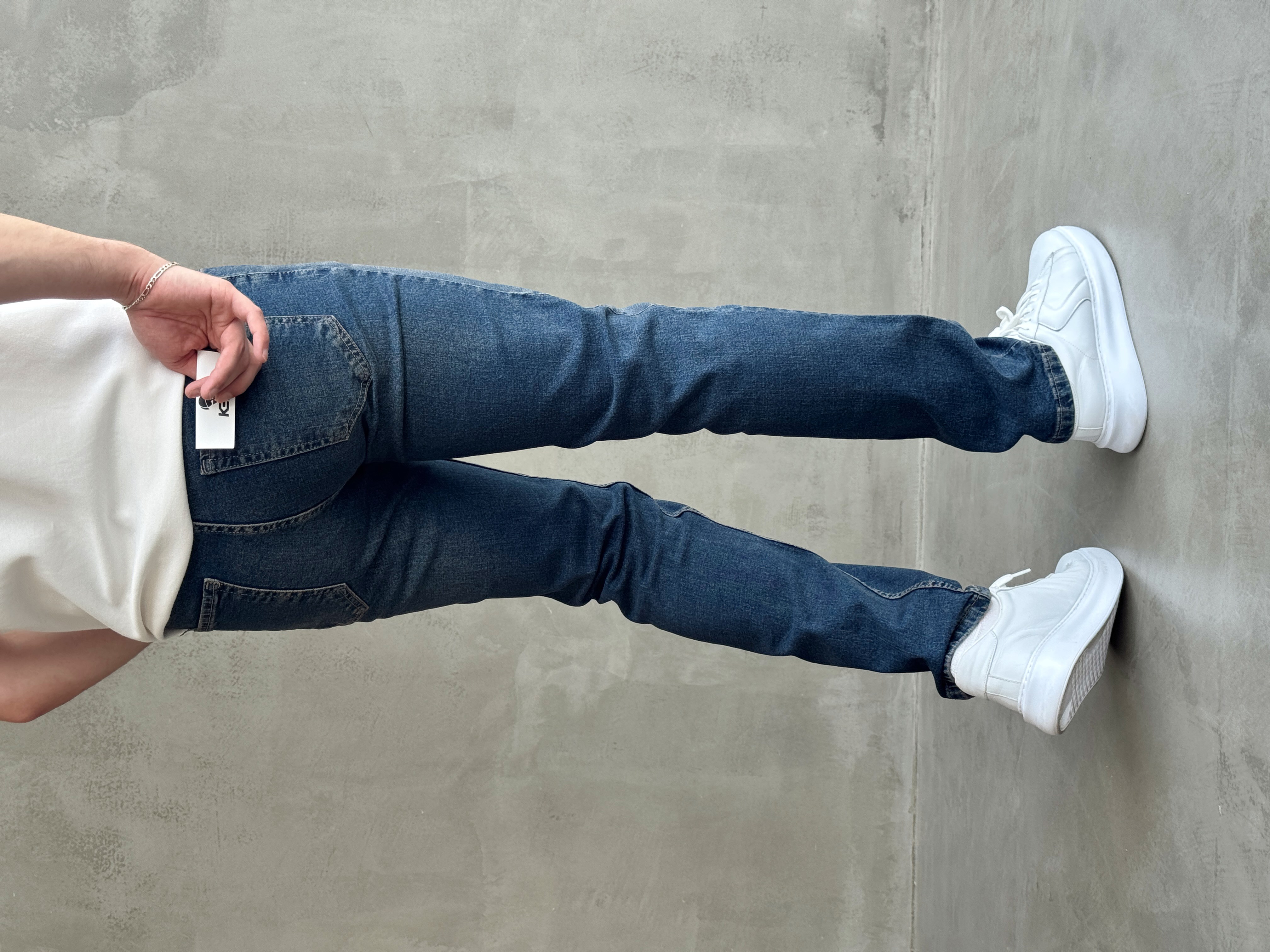 Erkek Yüksek Kalite Yıkamalı Taşlı Regular Kalıp Kot Pantolon Jeans-Rewind(E1596) TD:675