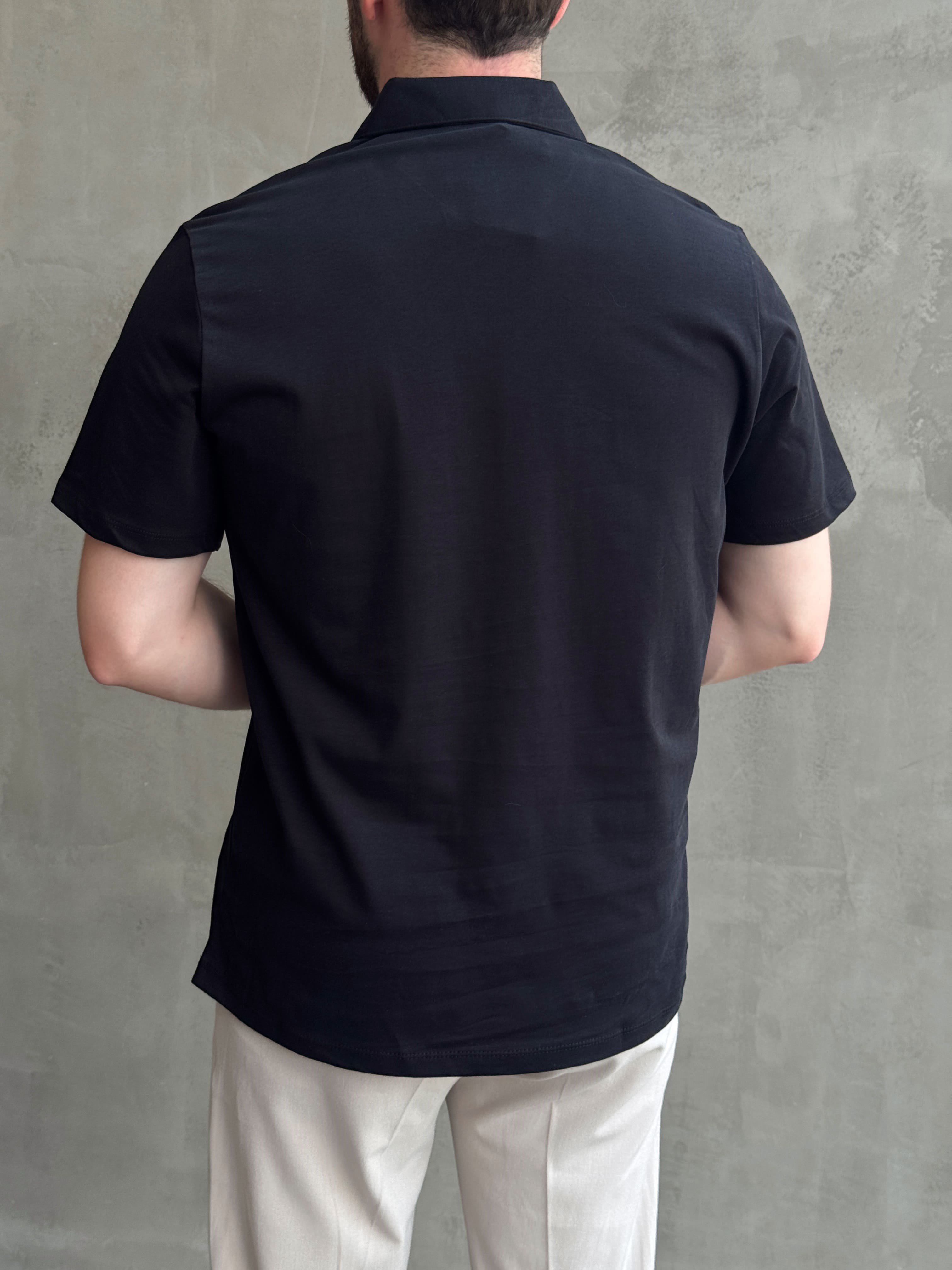 Erkek Zamansız Model Regular Kalıp Fermuar Detaylı T-Shirt-Siyah(E1784)