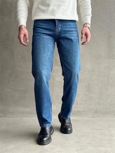 Erkek Baggy Rahat Kalıp Kot Pantolon Jeans-Koyu Mavi(E1005) TD:965